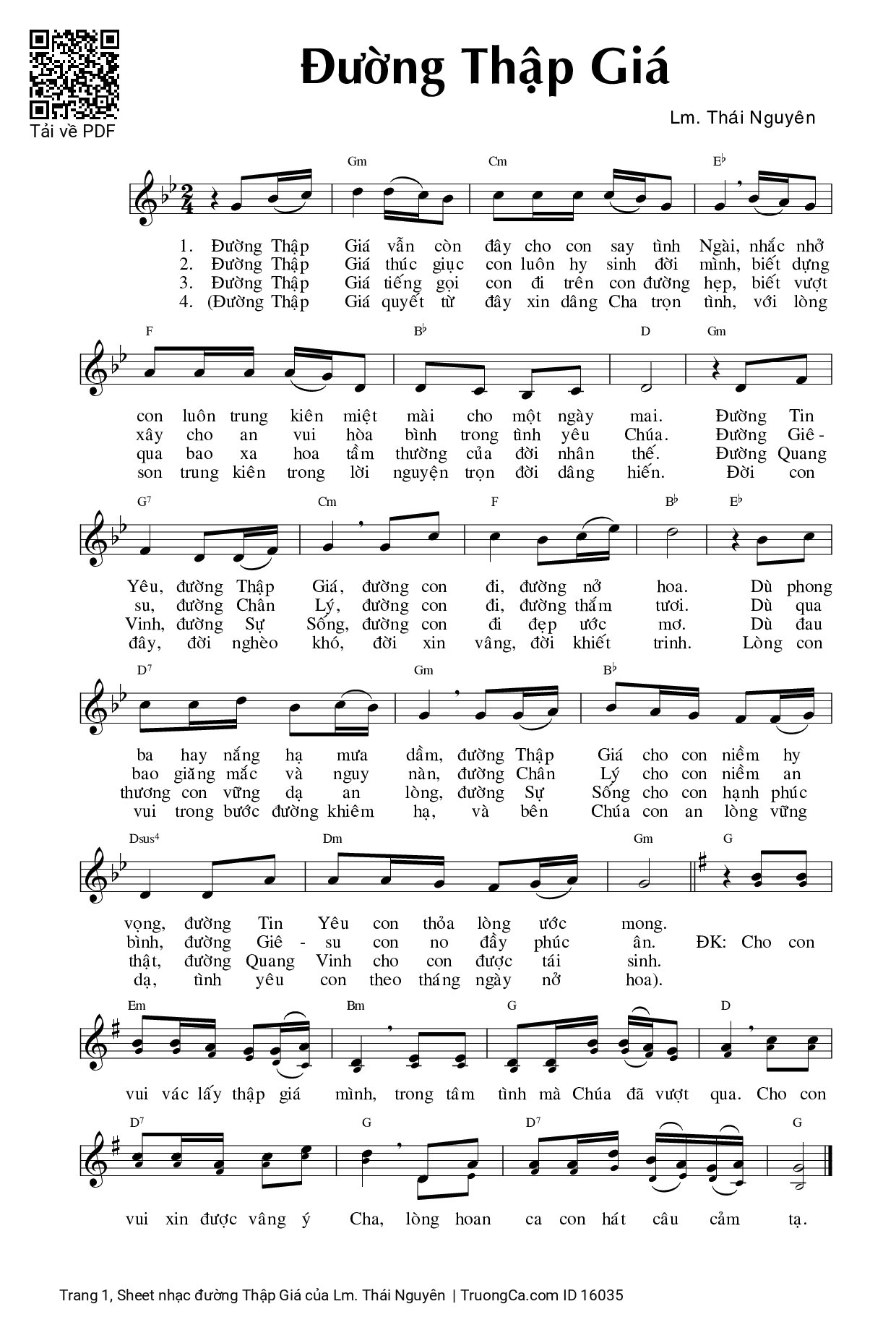 Page 1 of Sheet music PDF đường Thập Giá - Lm. Thái Nguyên