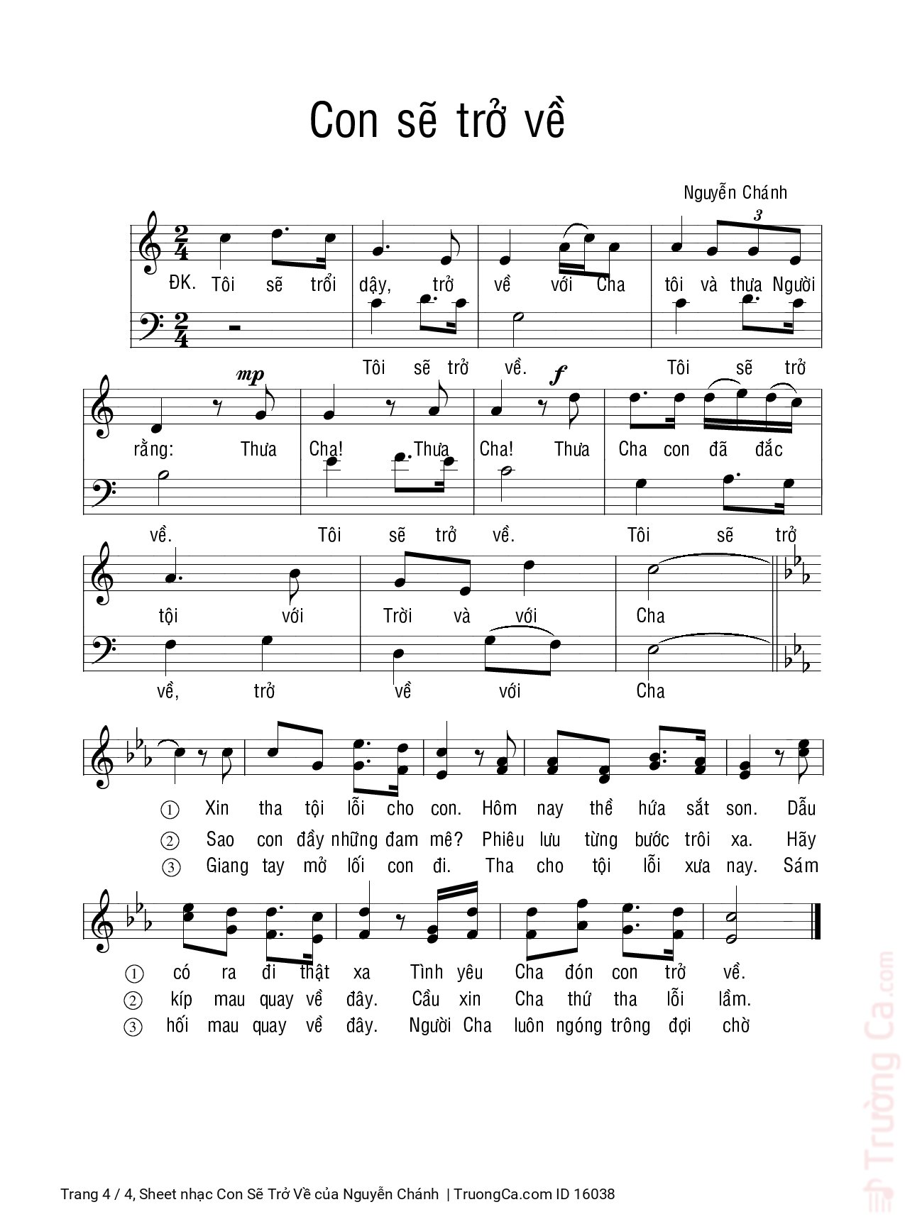 Page 4 of Sheet music PDF Con Sẽ Trở Về - Nguyễn Chánh