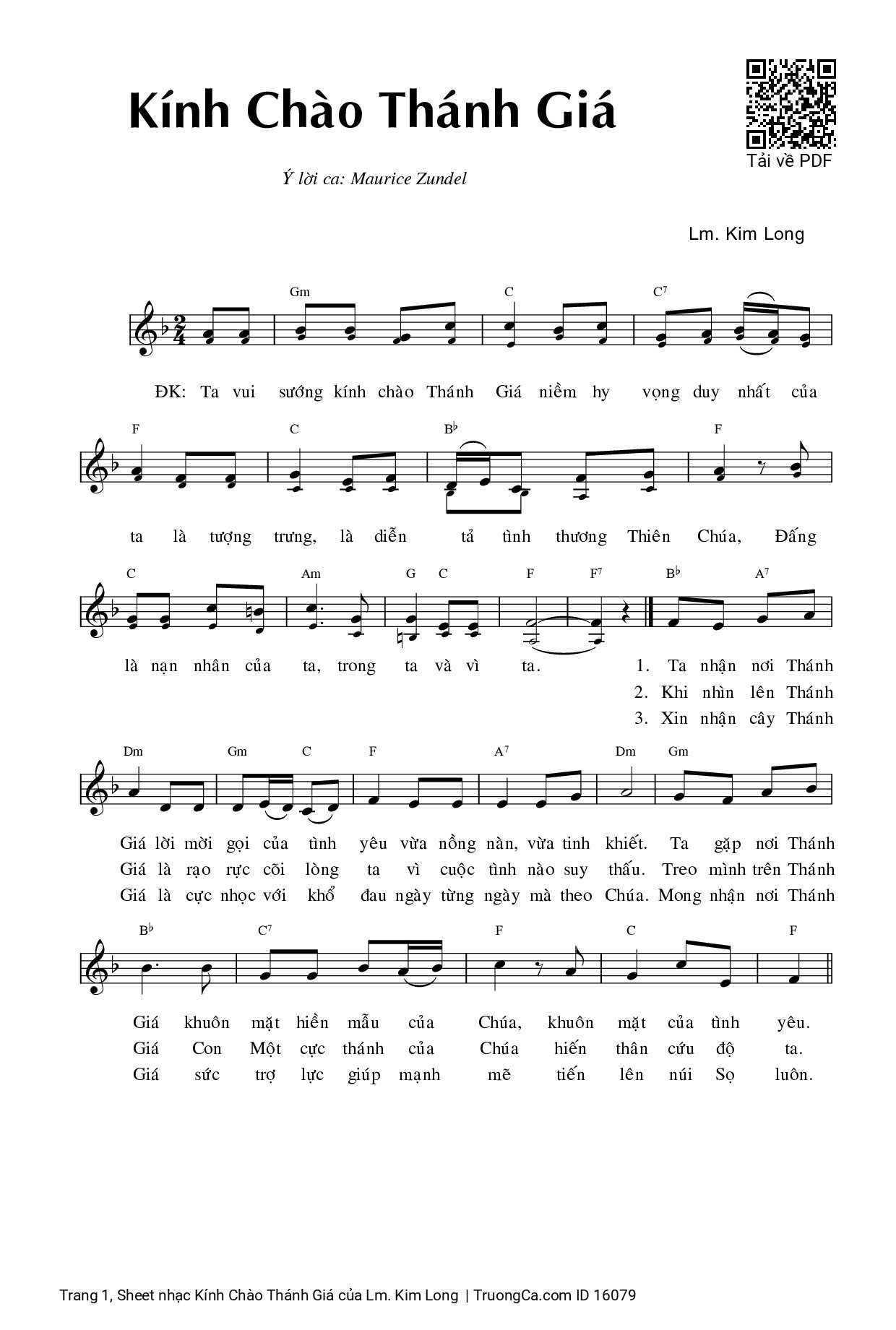 Sheet PDF of Kính Chào Thánh Giá