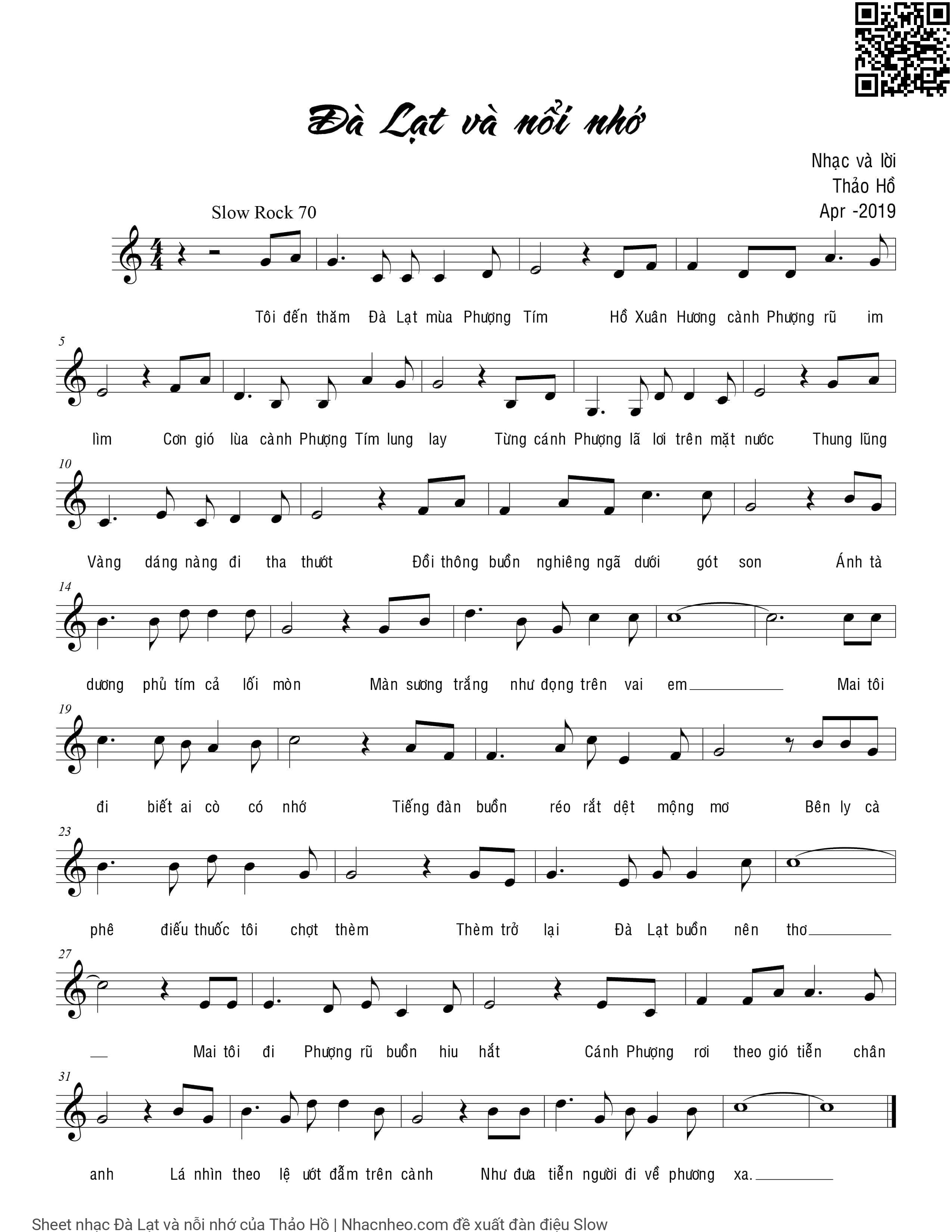 Sheet PDF of Đà Lạt và nỗi nhớ