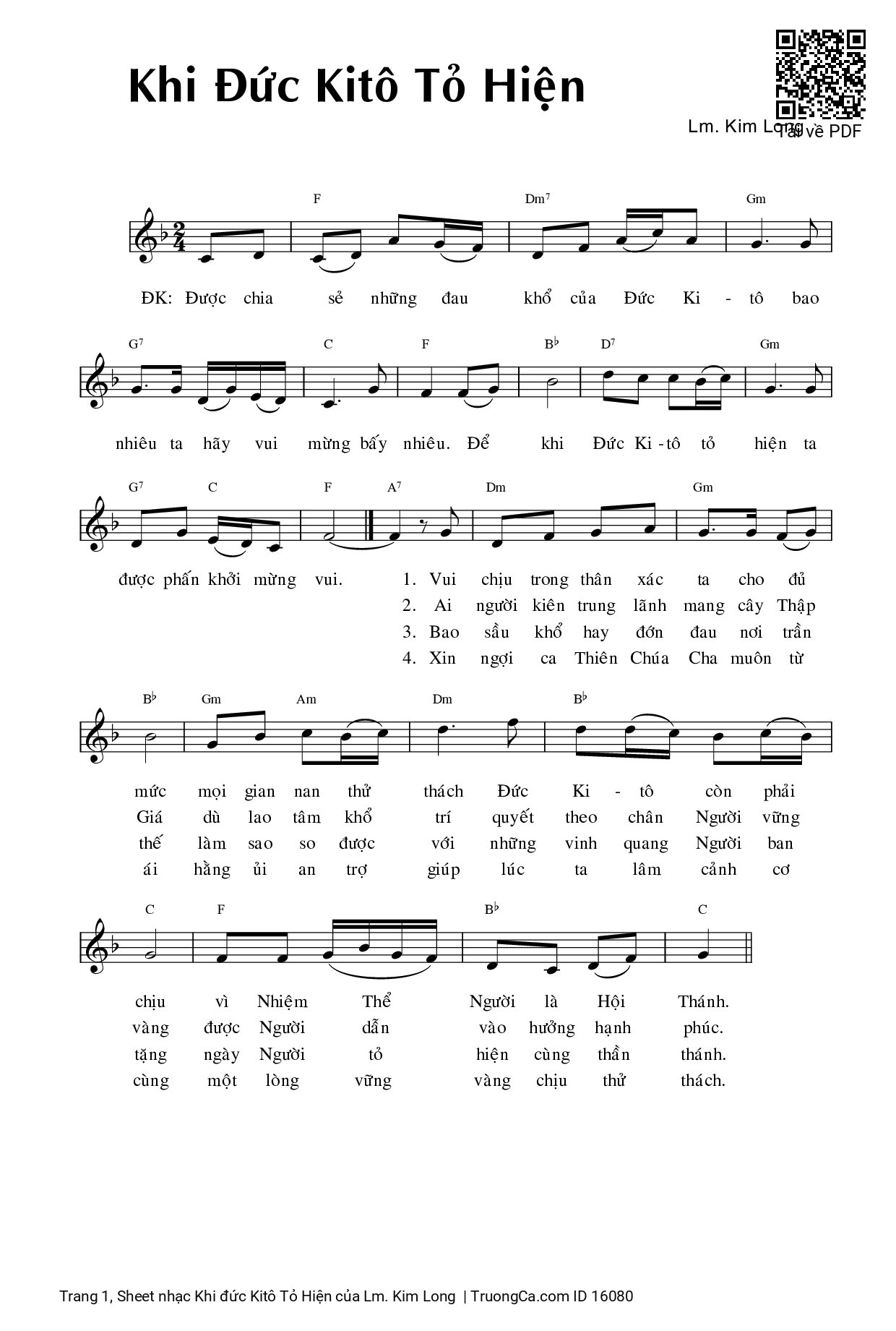 Sheet PDF of Khi đức Kitô Tỏ Hiện