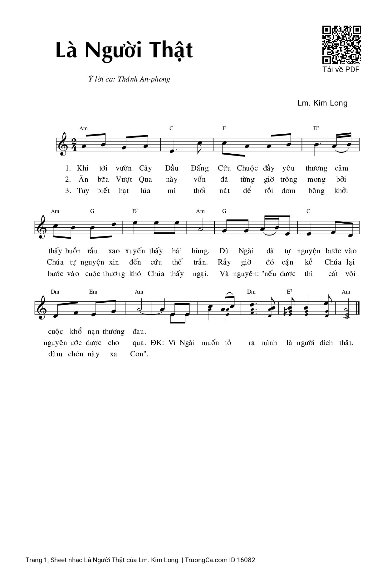 Sheet PDF of Là Người Thật