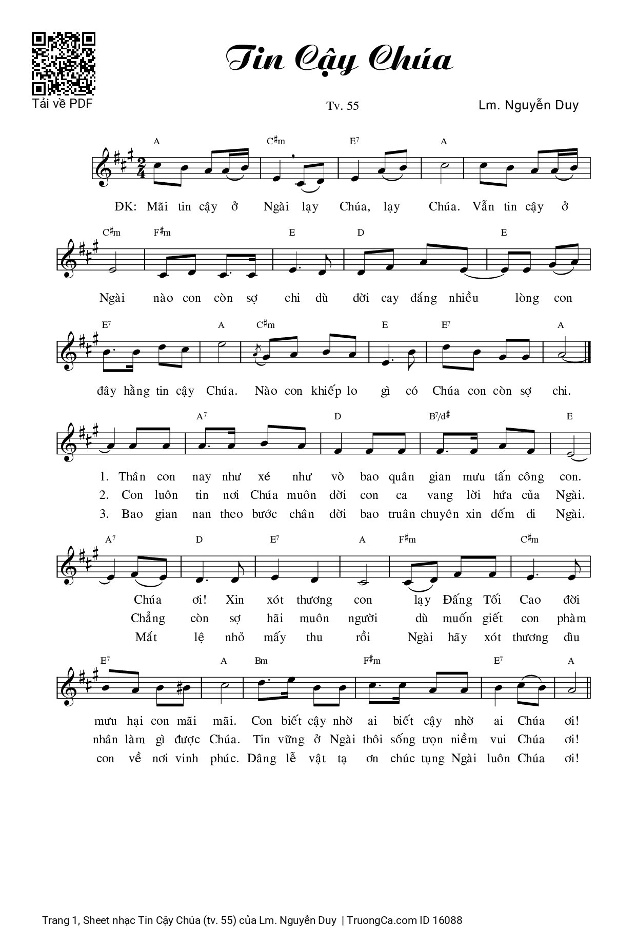 Sheet PDF of Tin Cậy Chúa (tv. 55)
