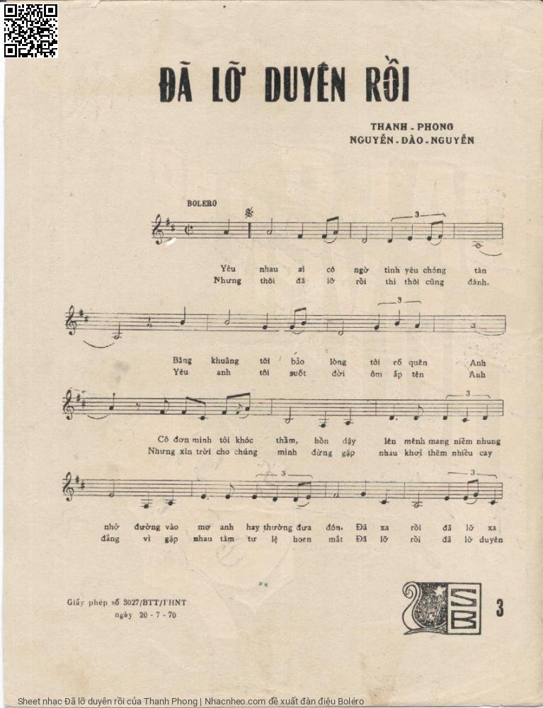 Page 2 of Sheet music PDF Đã lỡ duyên rồi - Thanh Phong