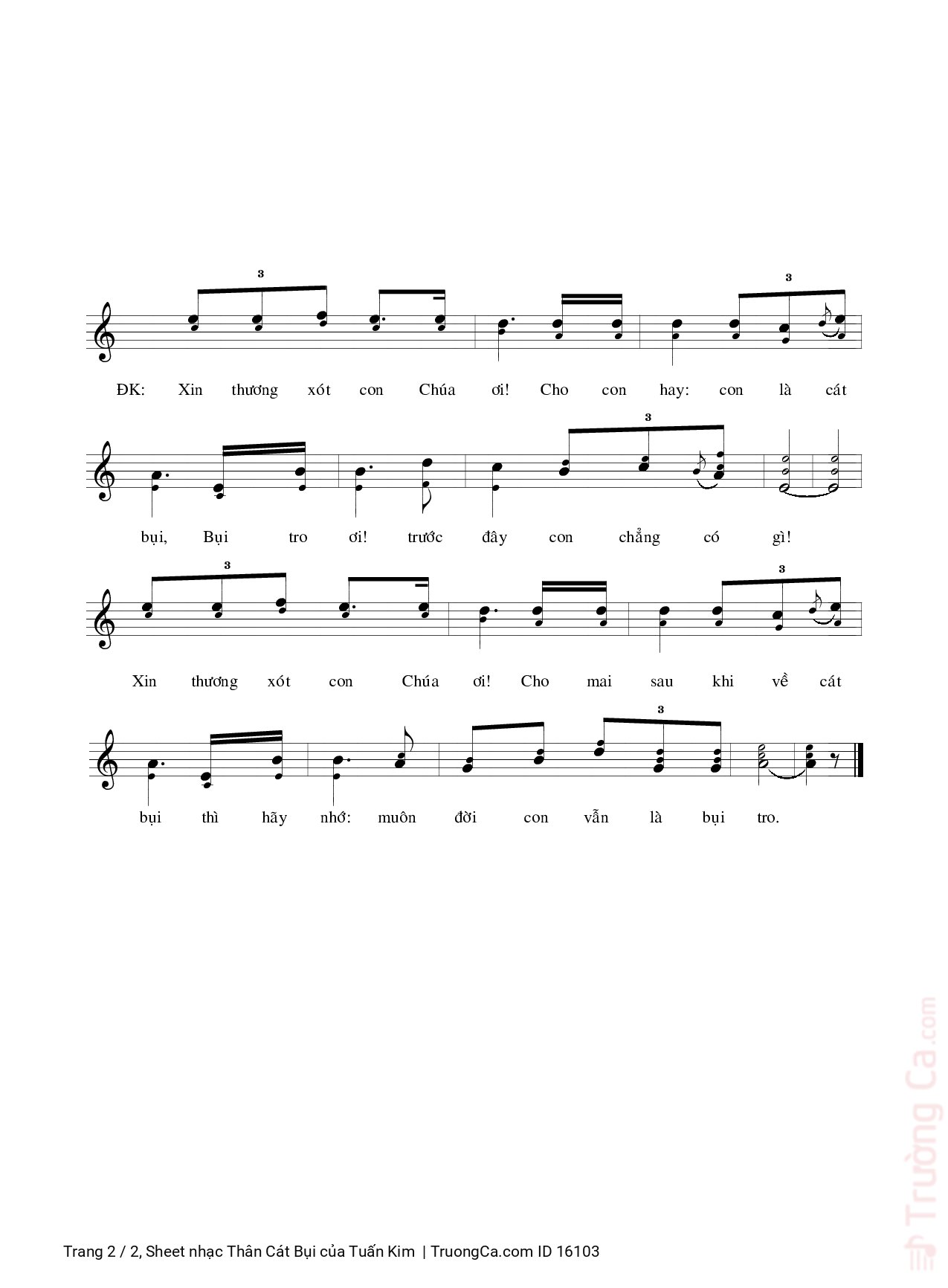 Page 2 of Sheet music PDF Thân Cát Bụi - Tuấn Kim