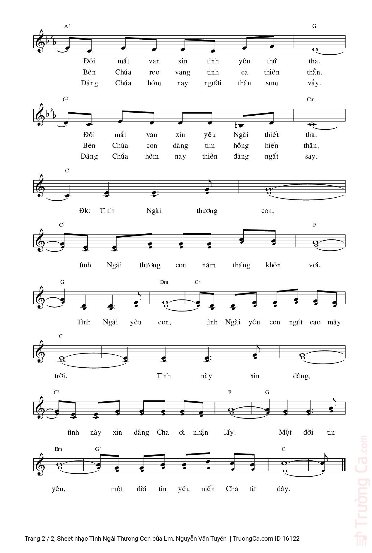 Page 2 of Sheet music PDF Tình Ngài Thương Con - Lm. Nguyễn Văn Tuyên