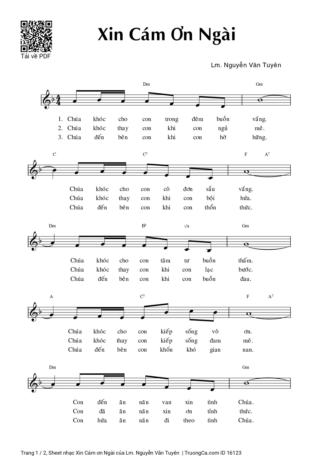 Sheet PDF of Xin Cám ơn Ngài