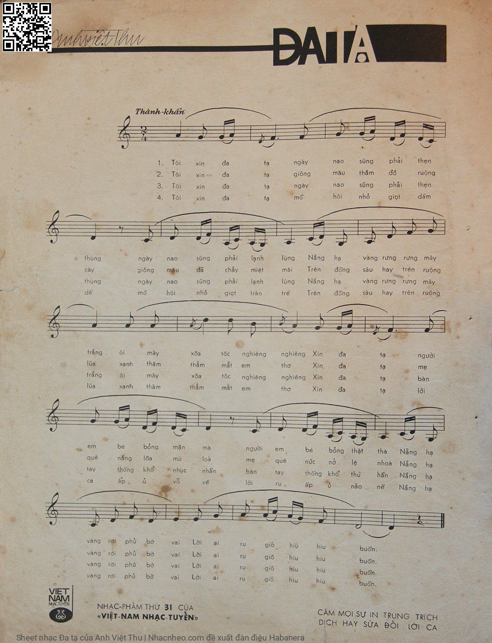 Page 4 of Sheet music PDF Đa tạ - Anh Việt Thu