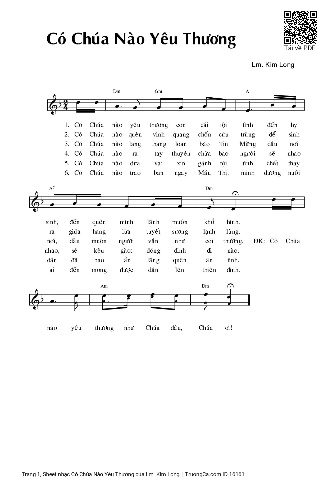 Sheet PDF of Có Chúa Nào Yêu Thương