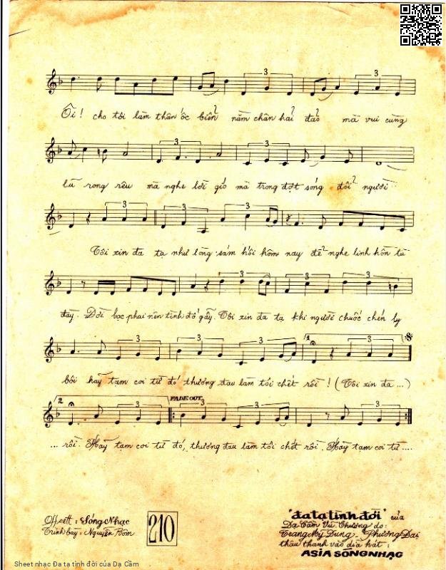 Page 3 of Sheet music PDF Đa tạ tình đời - Dạ Cầm
