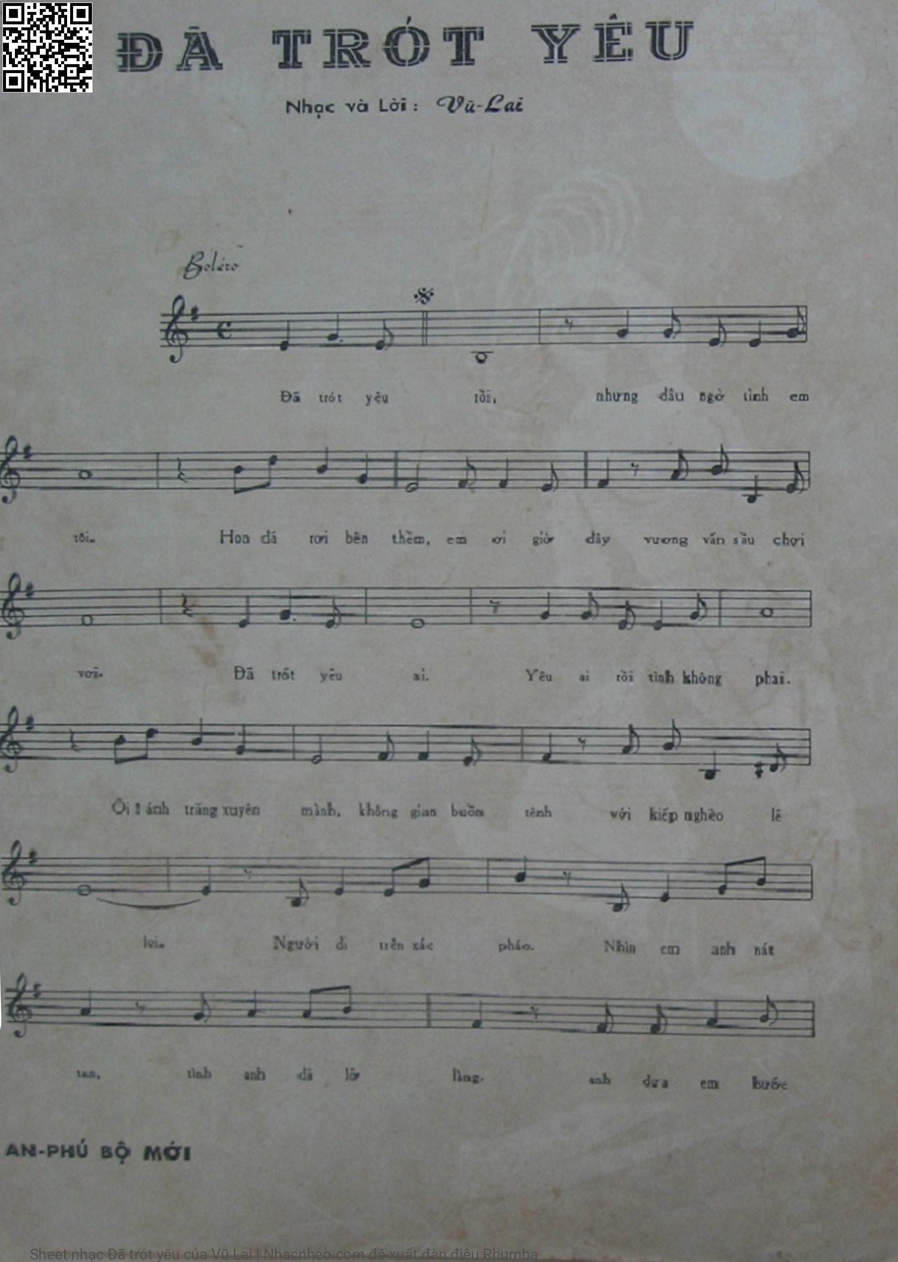 Page 2 of Sheet music PDF Đã trót yêu - Vũ Lai