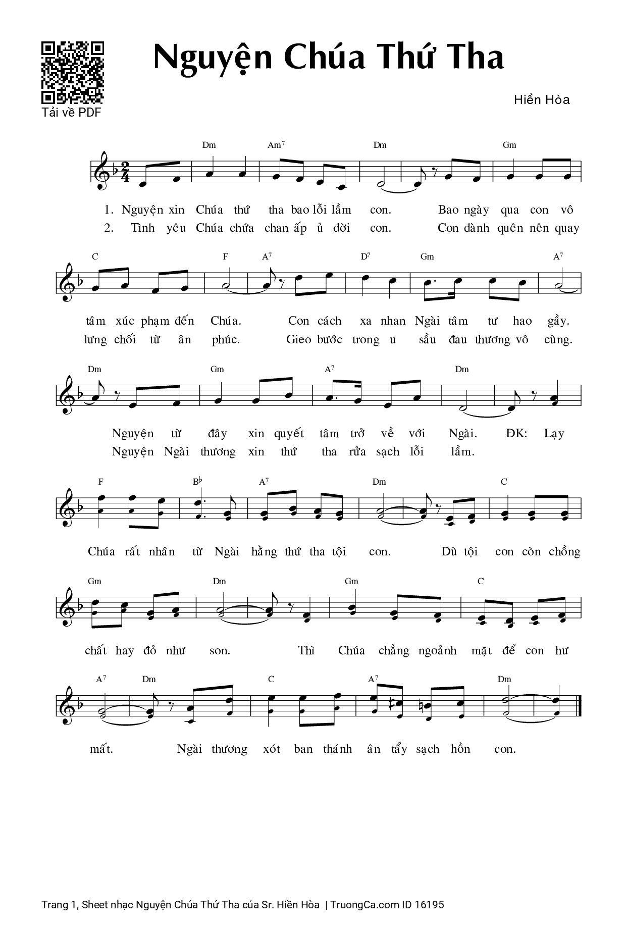 Sheet PDF of Nguyện Chúa Thứ Tha