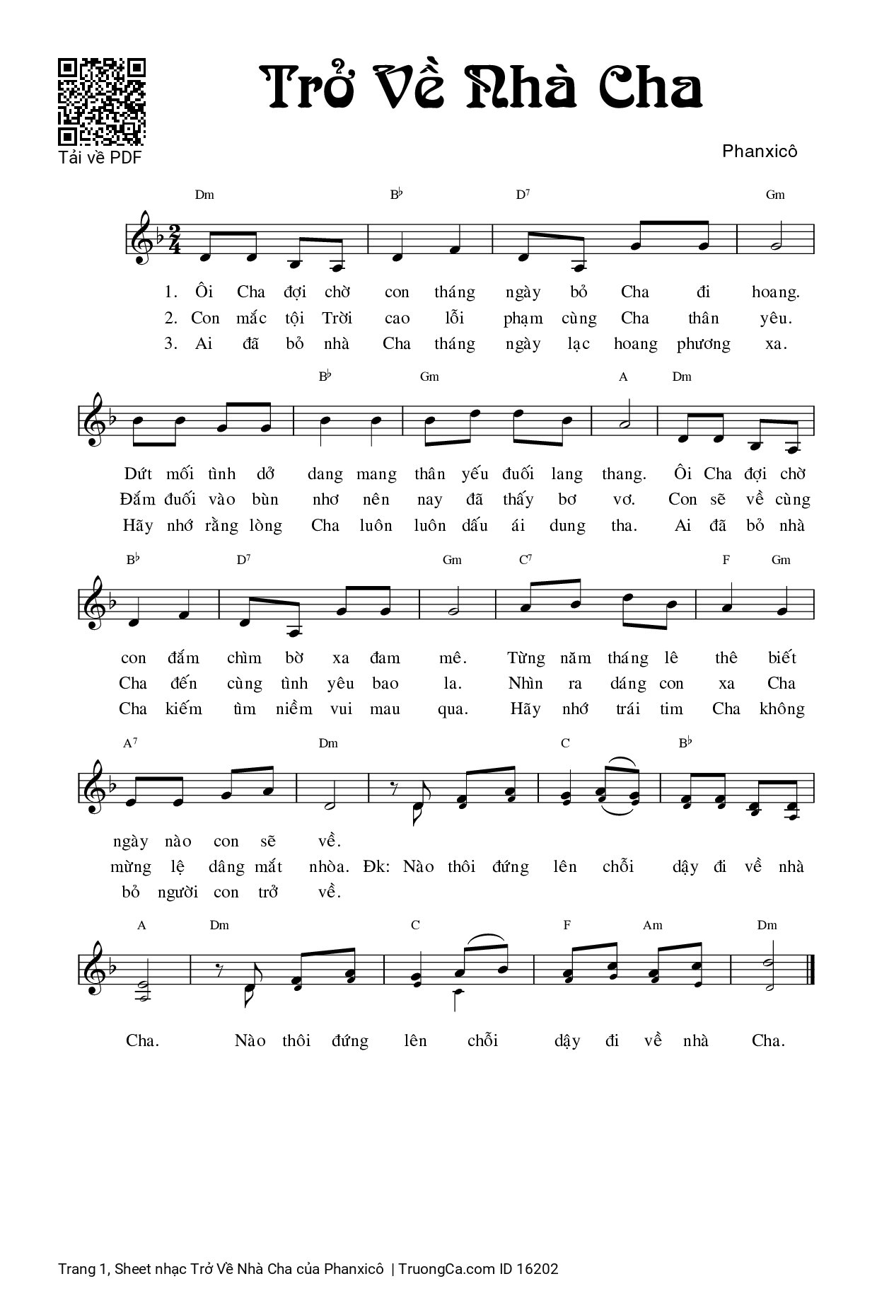 Ôi Cha đợi chờ con tháng ngày bỏ Cha đi hoang, Trang 1