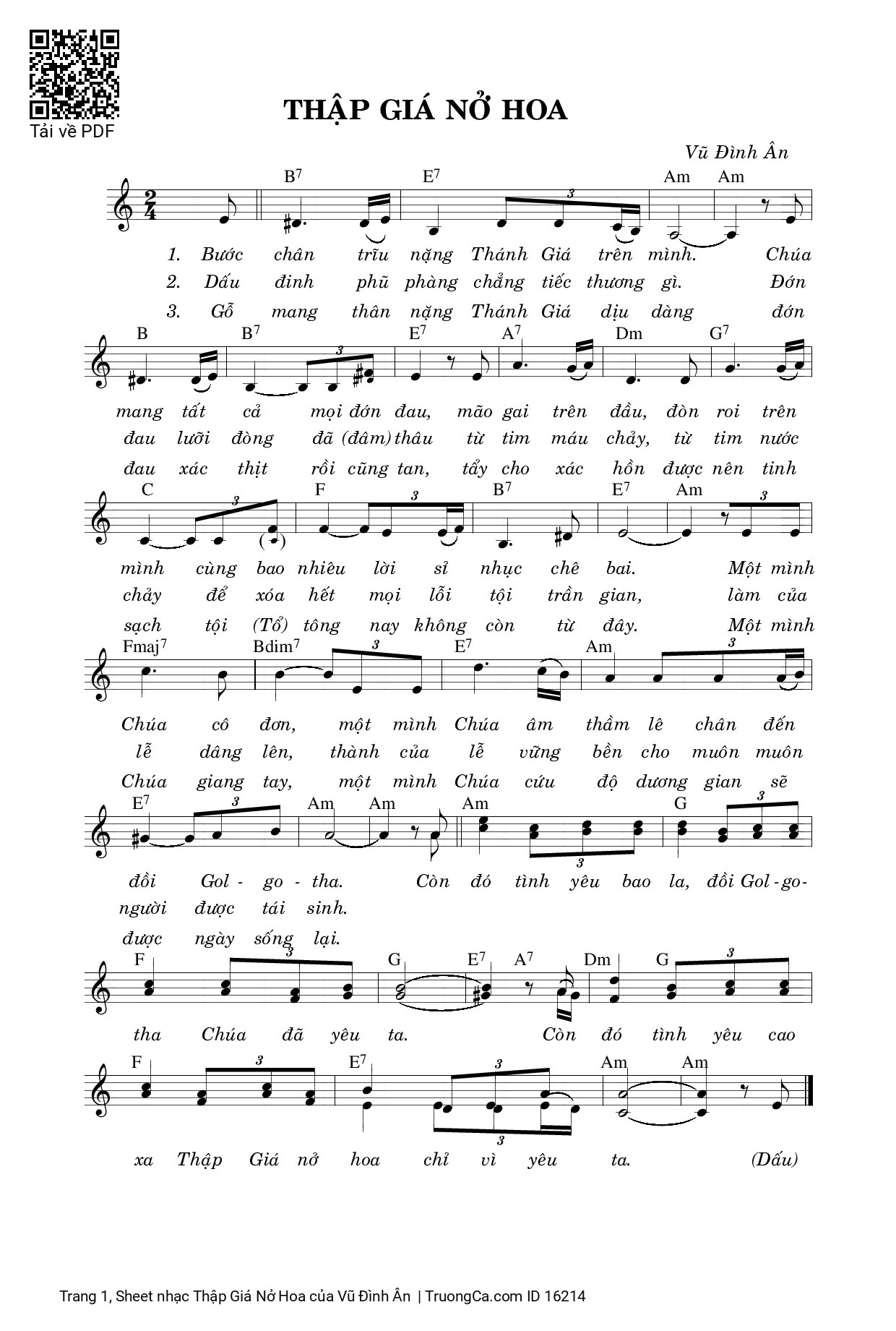 Sheet PDF of Thập Giá Nở Hoa