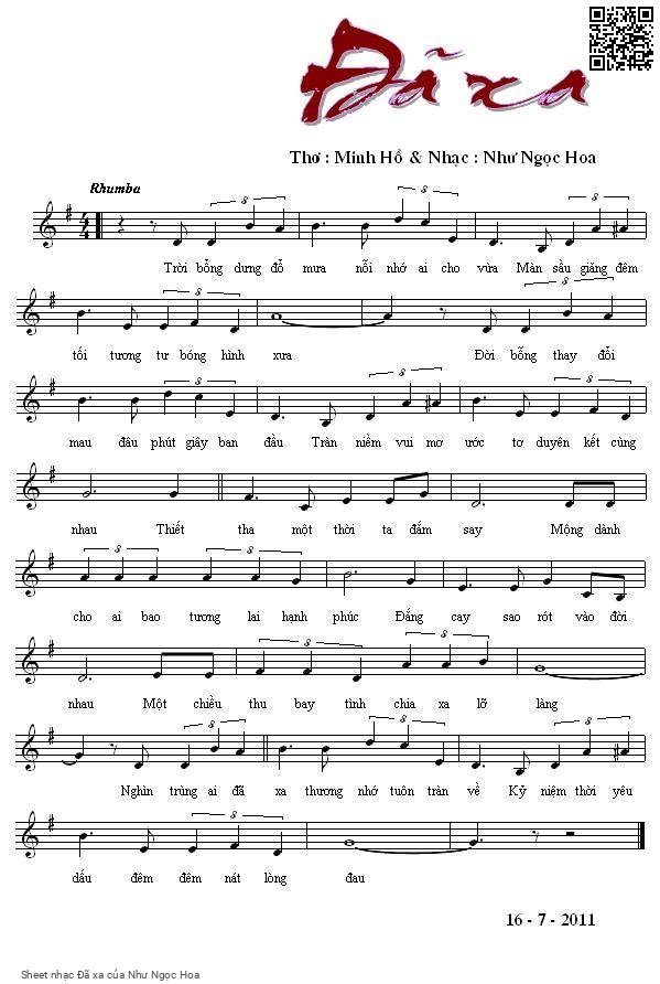 Page 1 of Sheet music PDF Đã xa - Như Ngọc Hoa