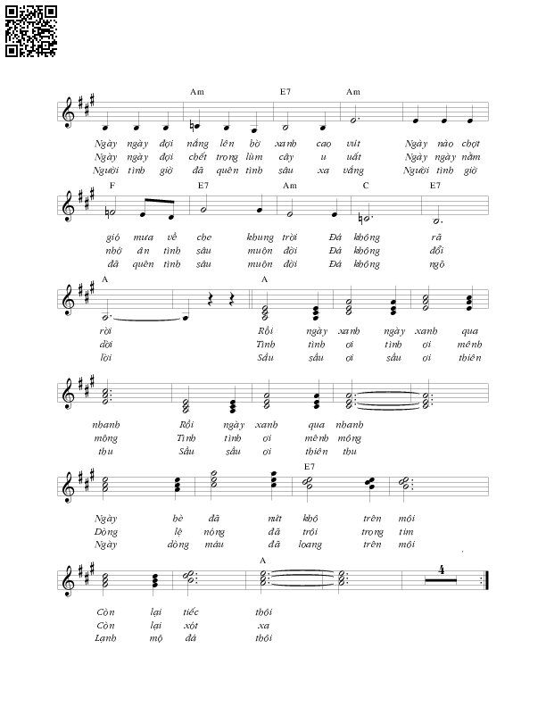 Page 2 of Sheet music PDF Đá xanh - Lê Uyên Phương