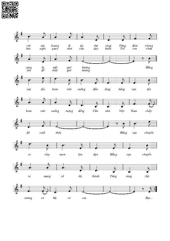Page 2 of Sheet music PDF Đại bác ru đêm - Trịnh Công Sơn