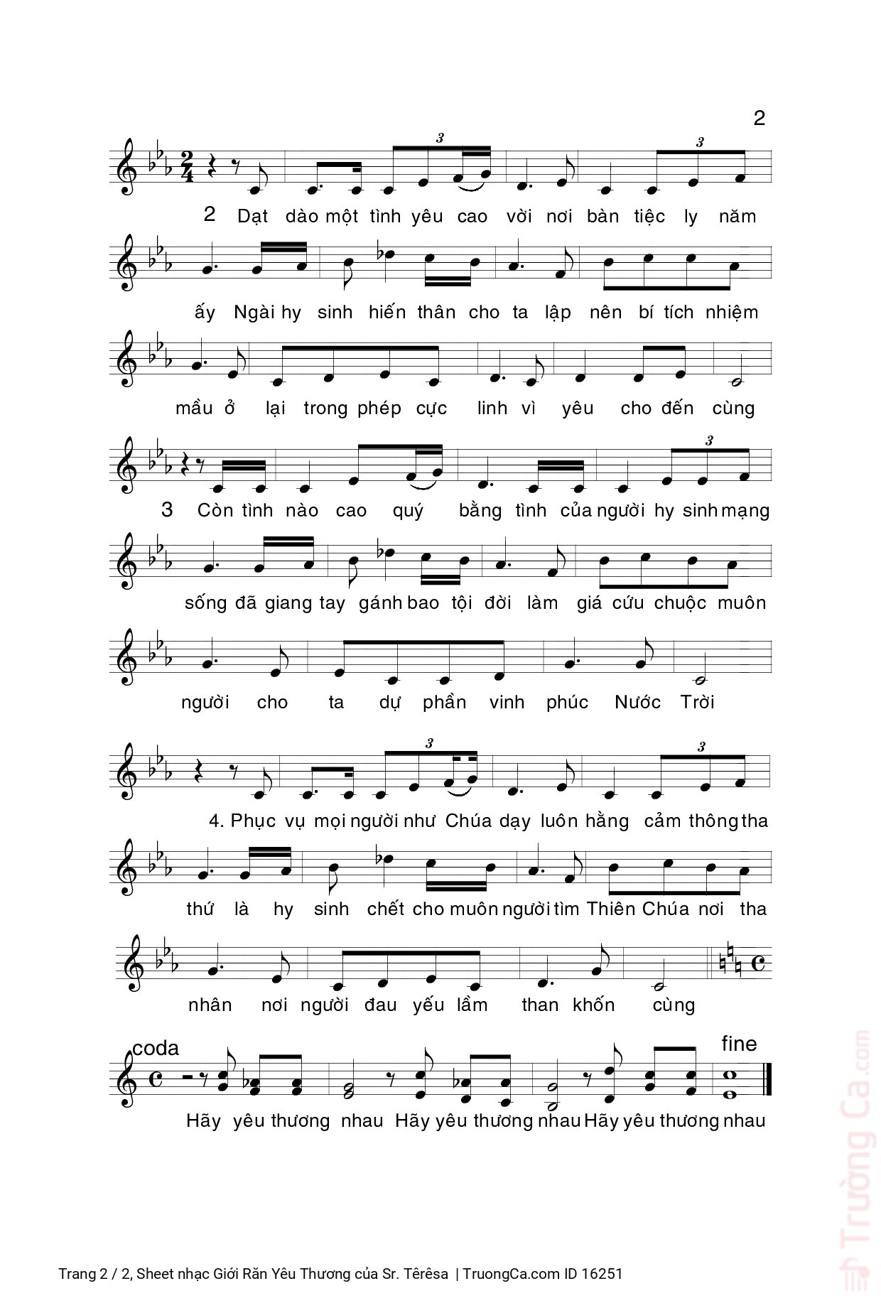 Page 2 of Sheet music PDF Giới Răn Yêu Thương - Sr. Têrêsa