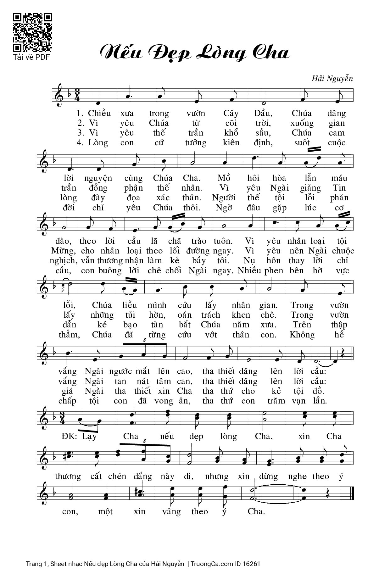 Page 1 of Sheet music PDF Nếu đẹp Lòng Cha - Hải Nguyễn
