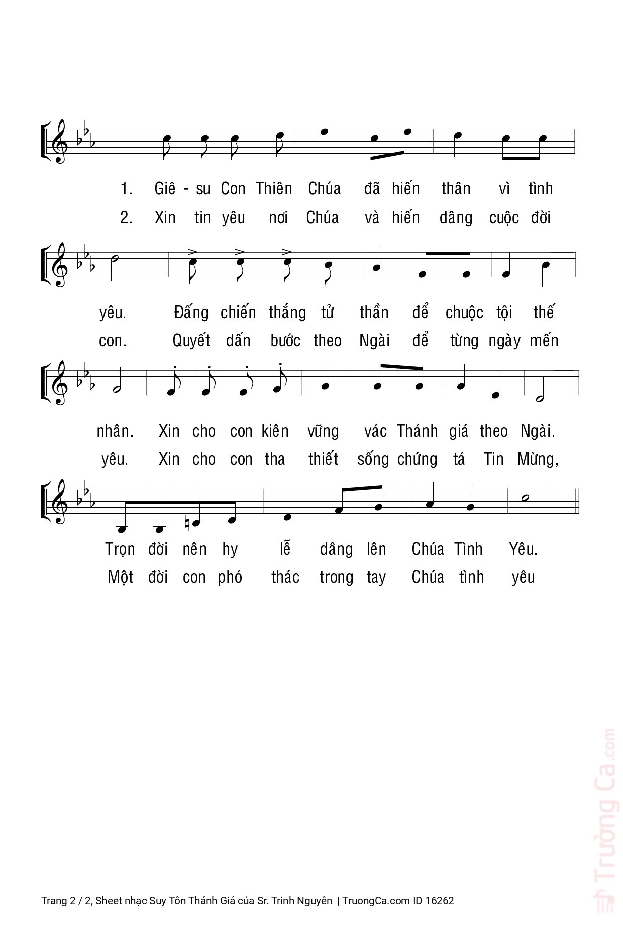 Page 2 of Sheet music PDF Suy Tôn Thánh Giá - Sr. Trinh Nguyên