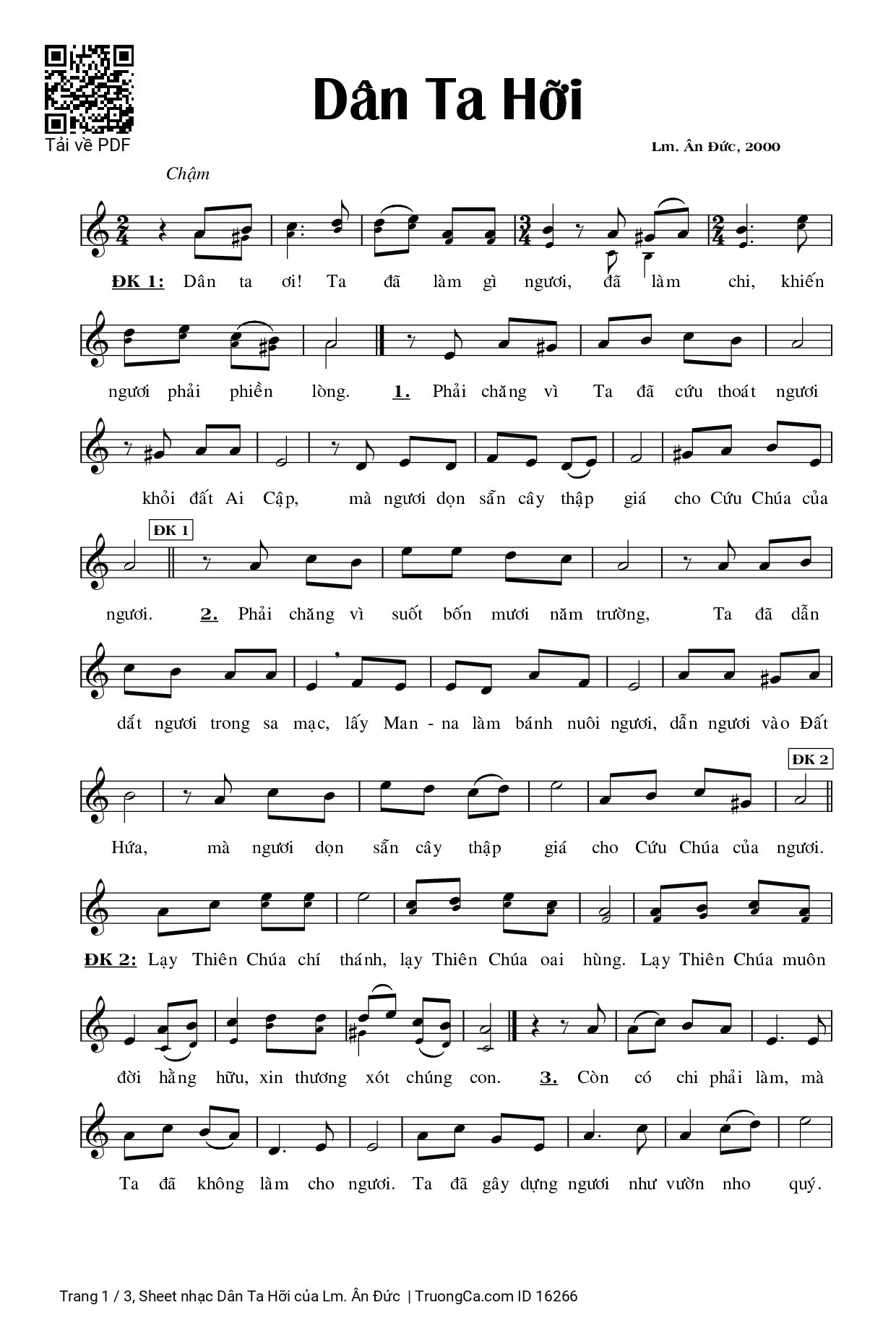 Sheet PDF of Dân Ta Hỡi - Lm. Ân Đức