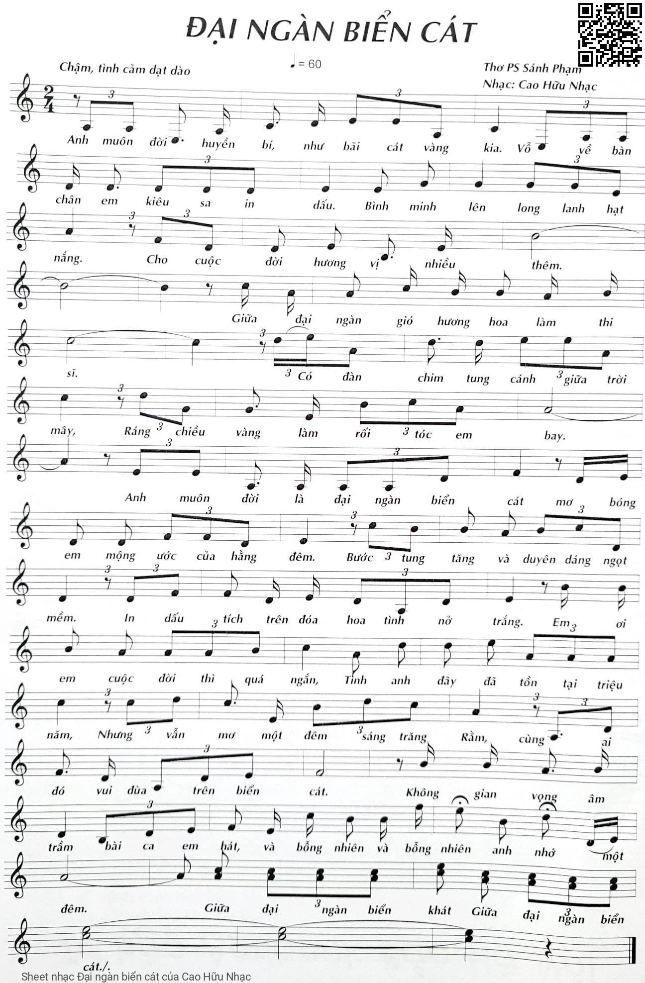 Page 1 of Sheet music PDF Đại ngàn biển cát - Cao Hữu Nhạc