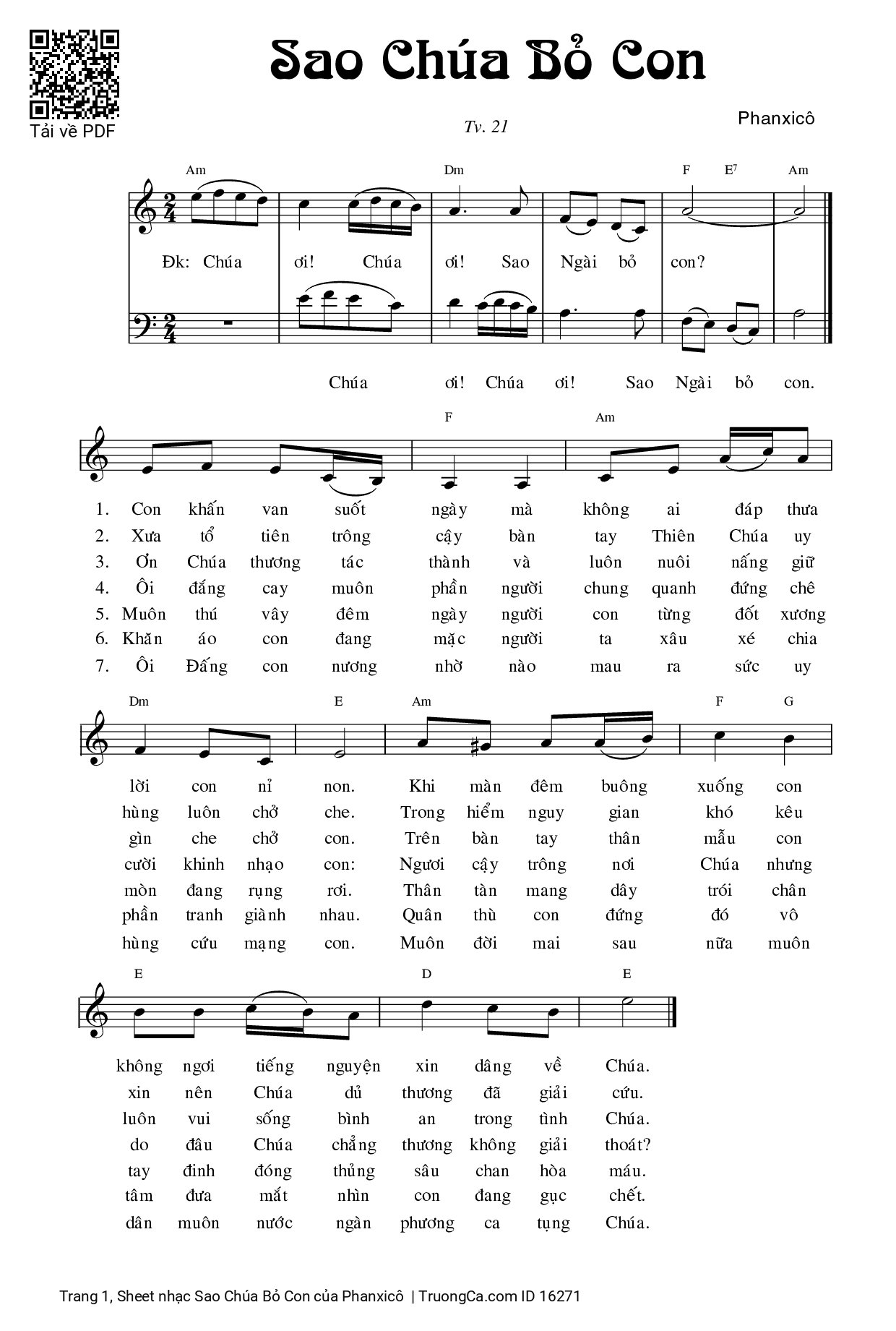 Sheet PDF of Sao Chúa Bỏ Con