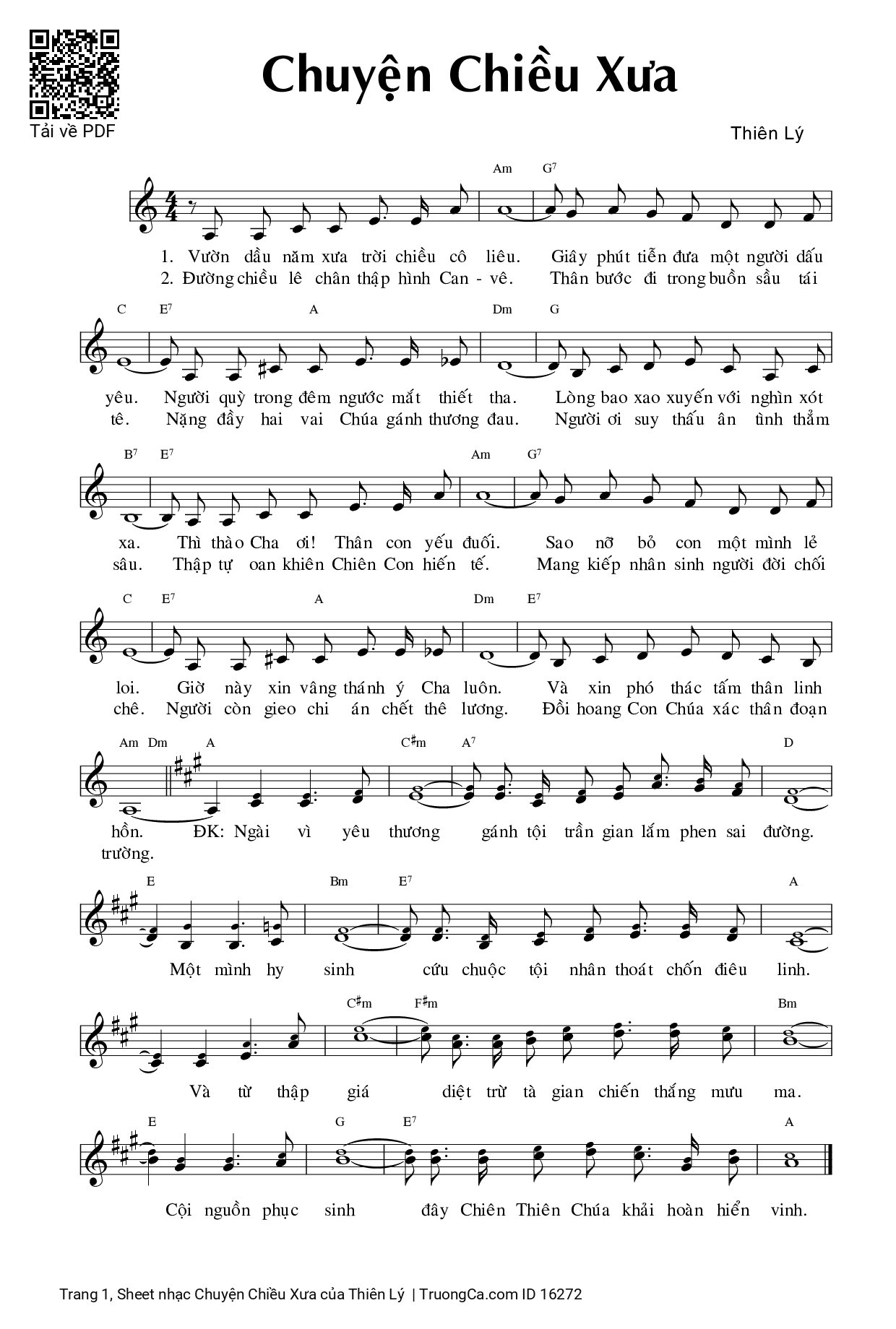 Sheet PDF of Chuyện Chiều Xưa