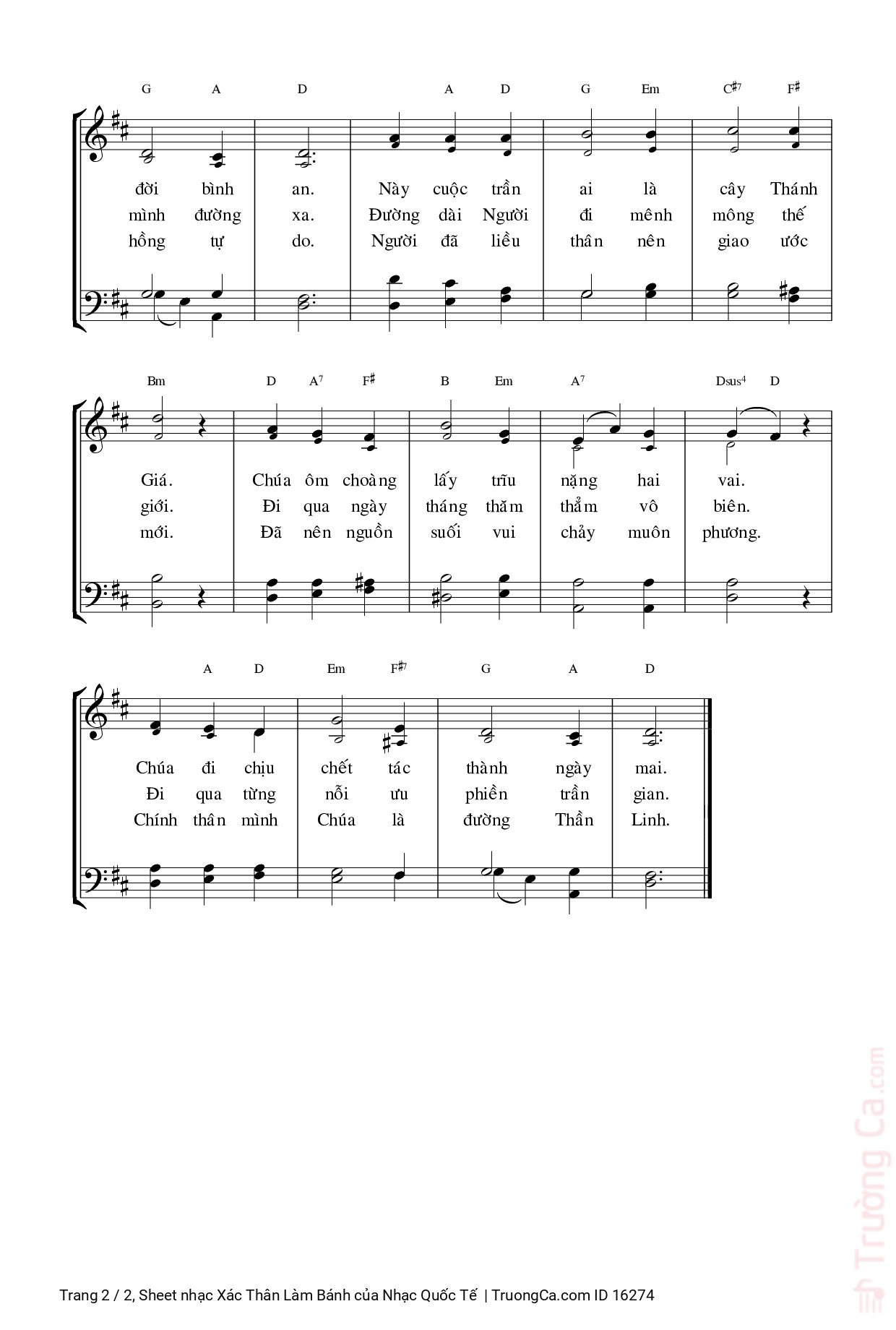 Page 2 of Sheet music PDF Xác Thân Làm Bánh - Nhạc Quốc Tế