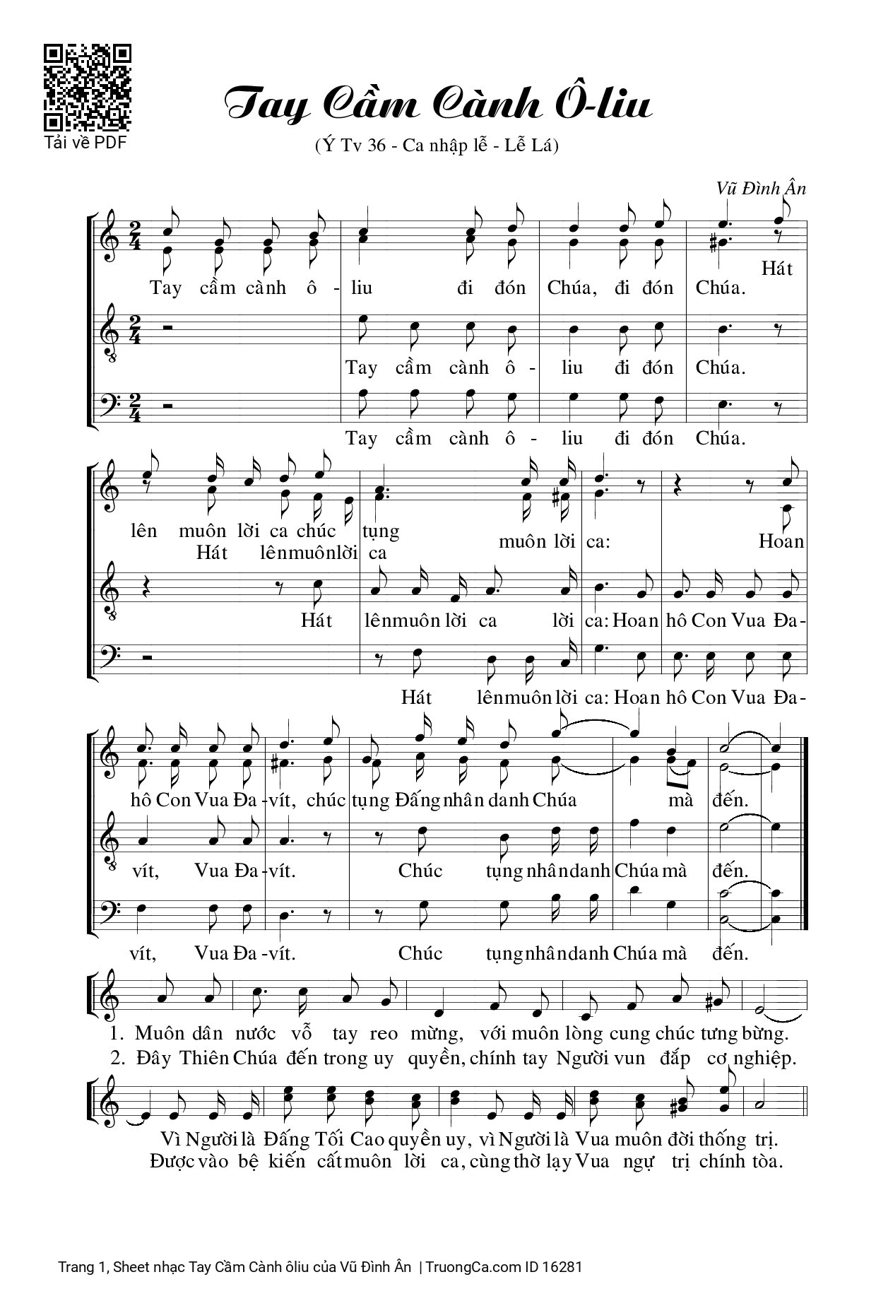 Sheet PDF of Tay Cầm Cành ôliu