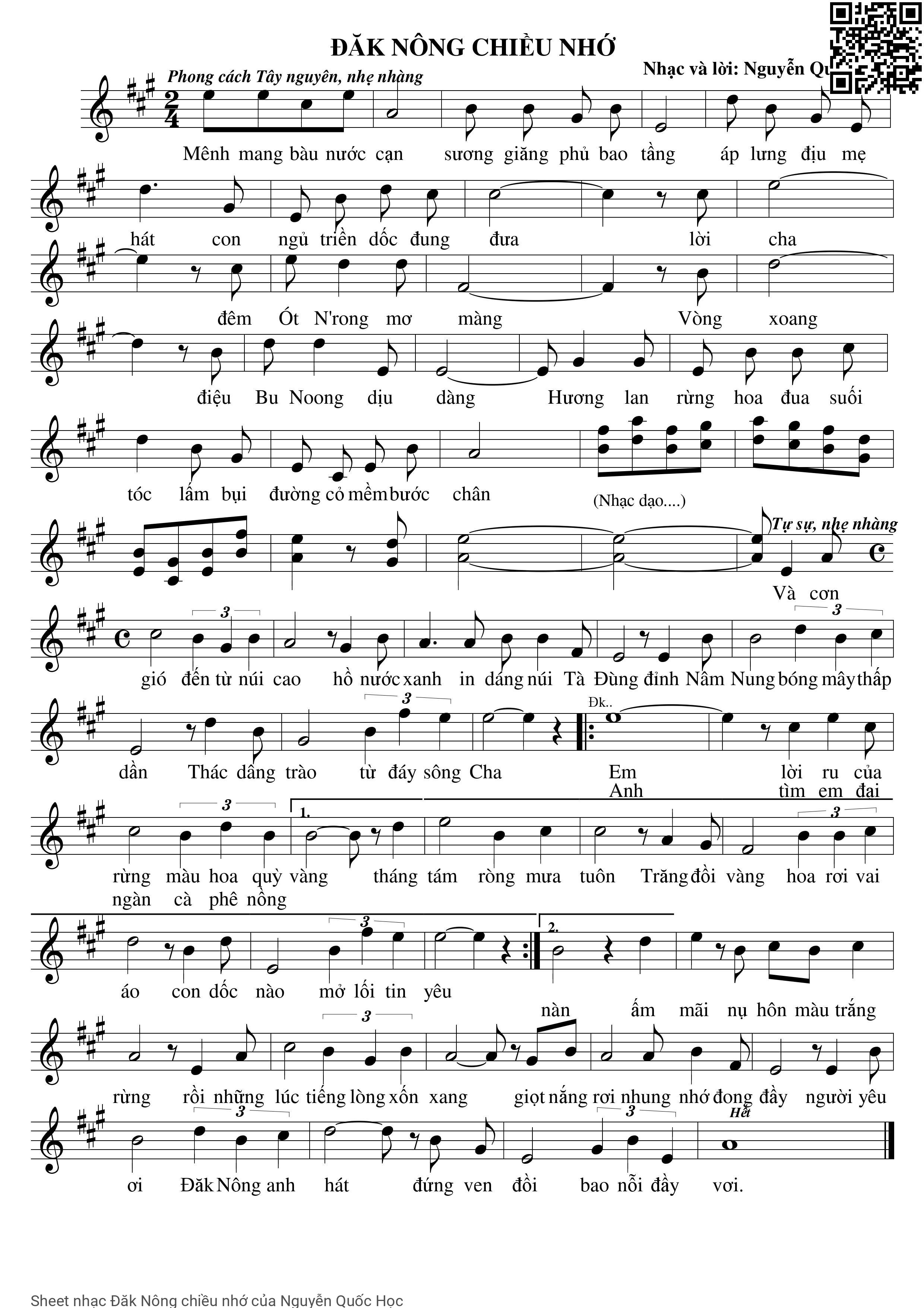 Sheet PDF of Đăk Nông chiều nhớ