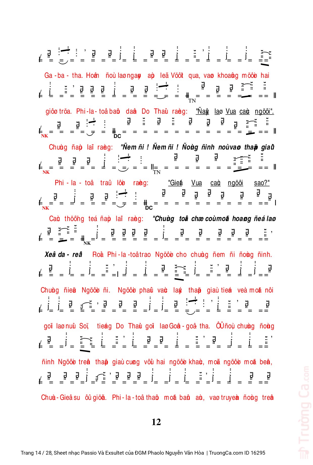 Page 14 of Sheet music PDF Passio Và Exsultet - ĐGM Phaolo Nguyễn Văn Hòa
