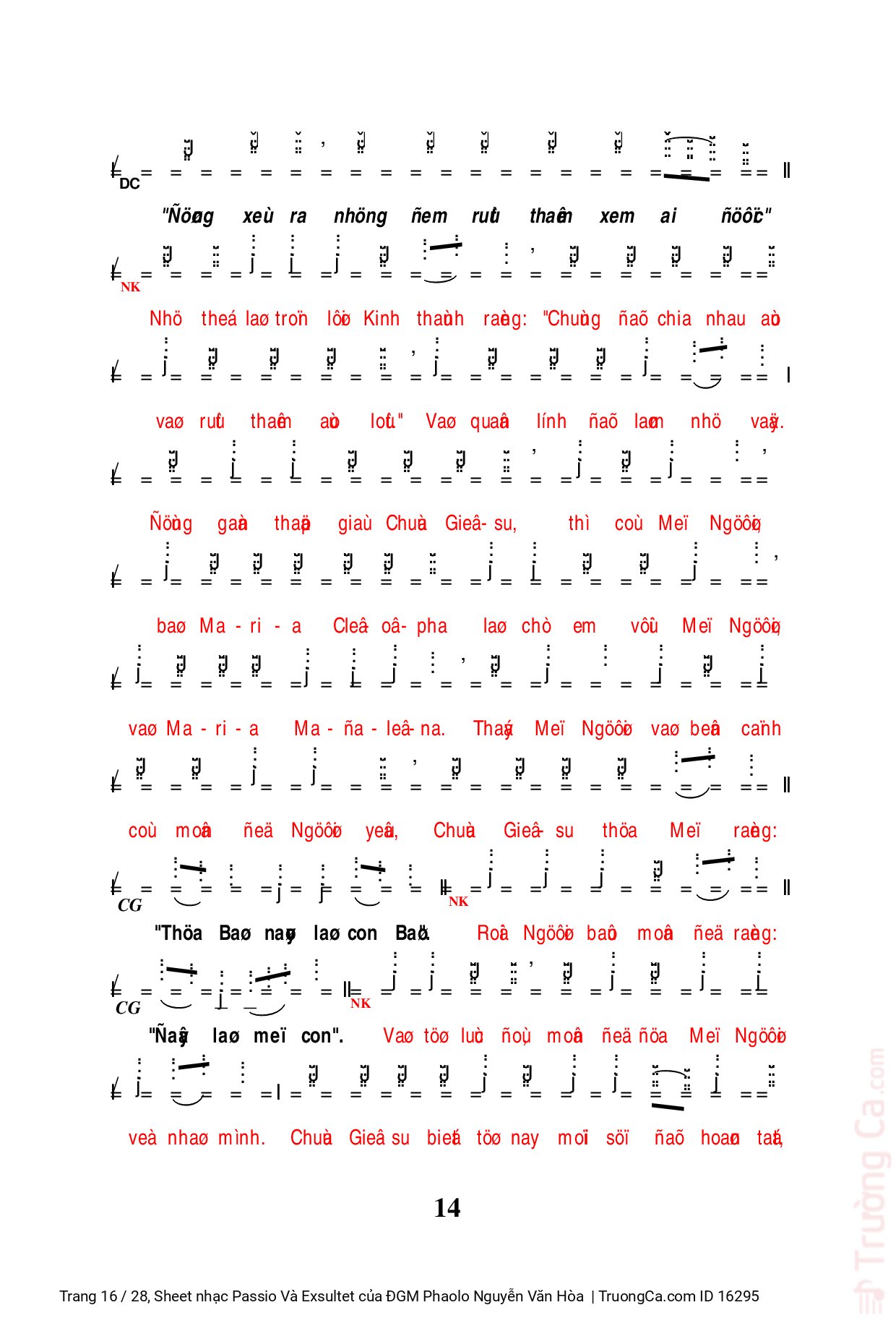 Page 16 of Sheet music PDF Passio Và Exsultet - ĐGM Phaolo Nguyễn Văn Hòa