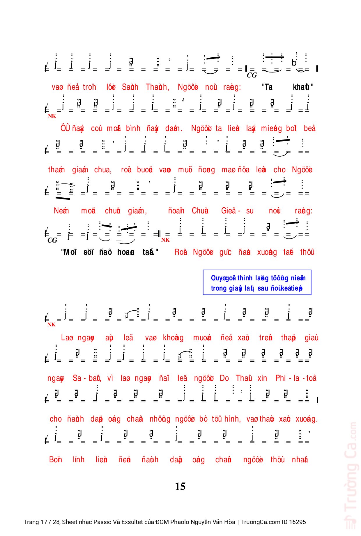 Page 17 of Sheet music PDF Passio Và Exsultet - ĐGM Phaolo Nguyễn Văn Hòa