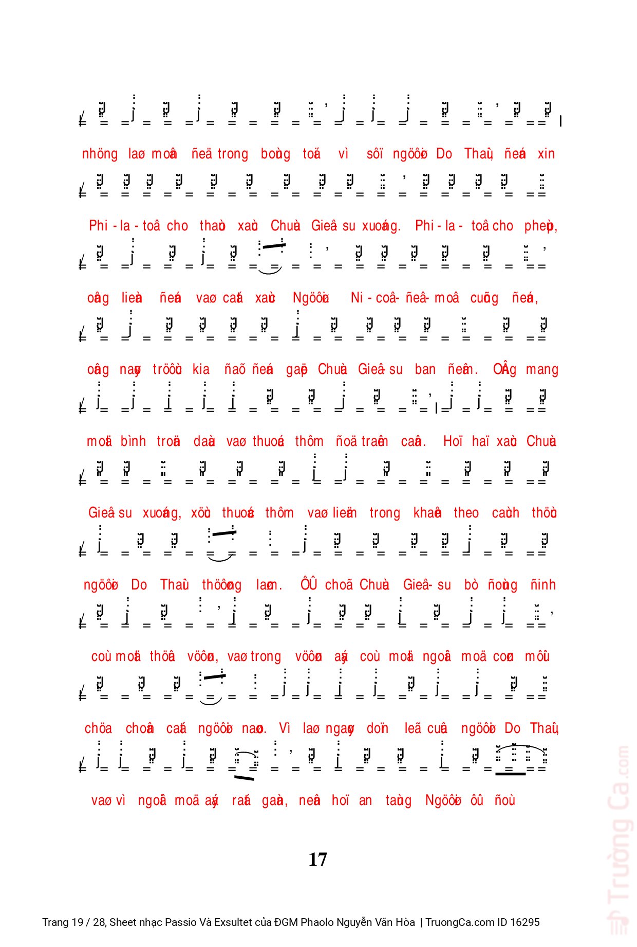 Page 19 of Sheet music PDF Passio Và Exsultet - ĐGM Phaolo Nguyễn Văn Hòa