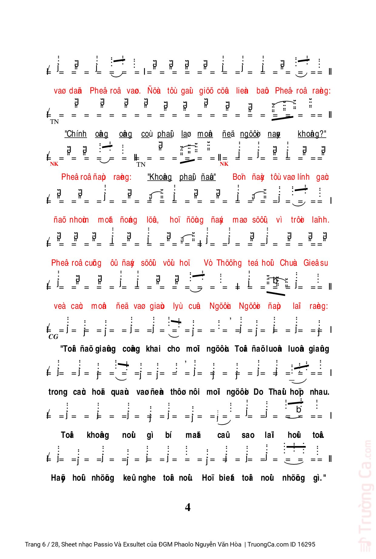 Page 6 of Sheet music PDF Passio Và Exsultet - ĐGM Phaolo Nguyễn Văn Hòa