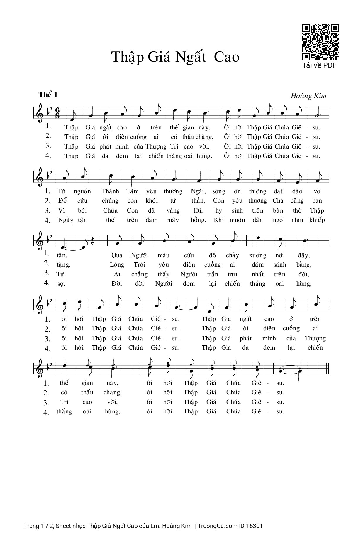 Sheet PDF of Thập Giá Ngất Cao