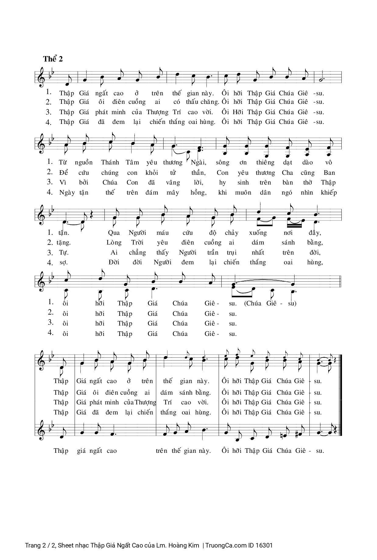 Page 2 of Sheet music PDF Thập Giá Ngất Cao - Lm. Hoàng Kim