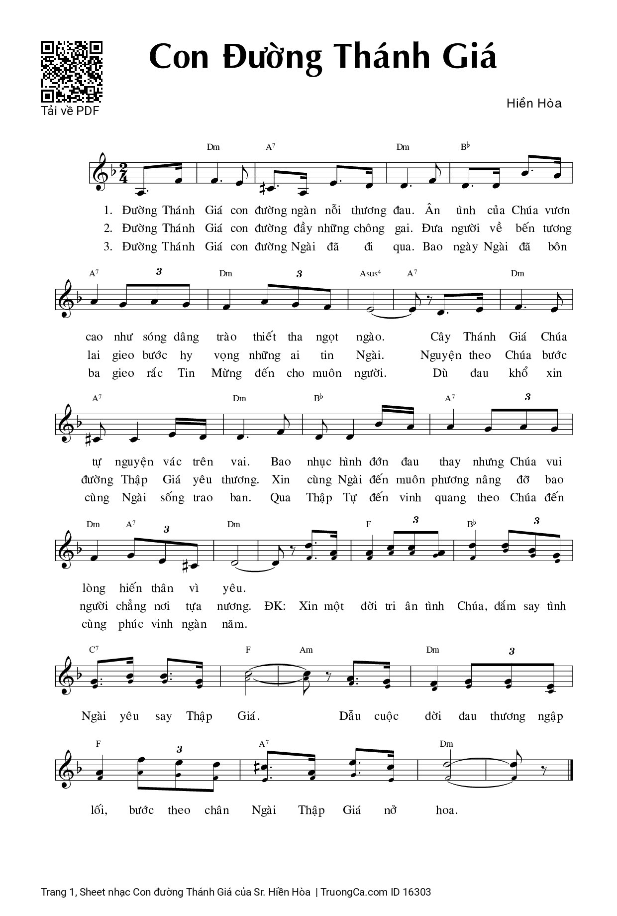 Page 1 of Sheet music PDF Con đường Thánh Giá - Sr. Hiền Hòa