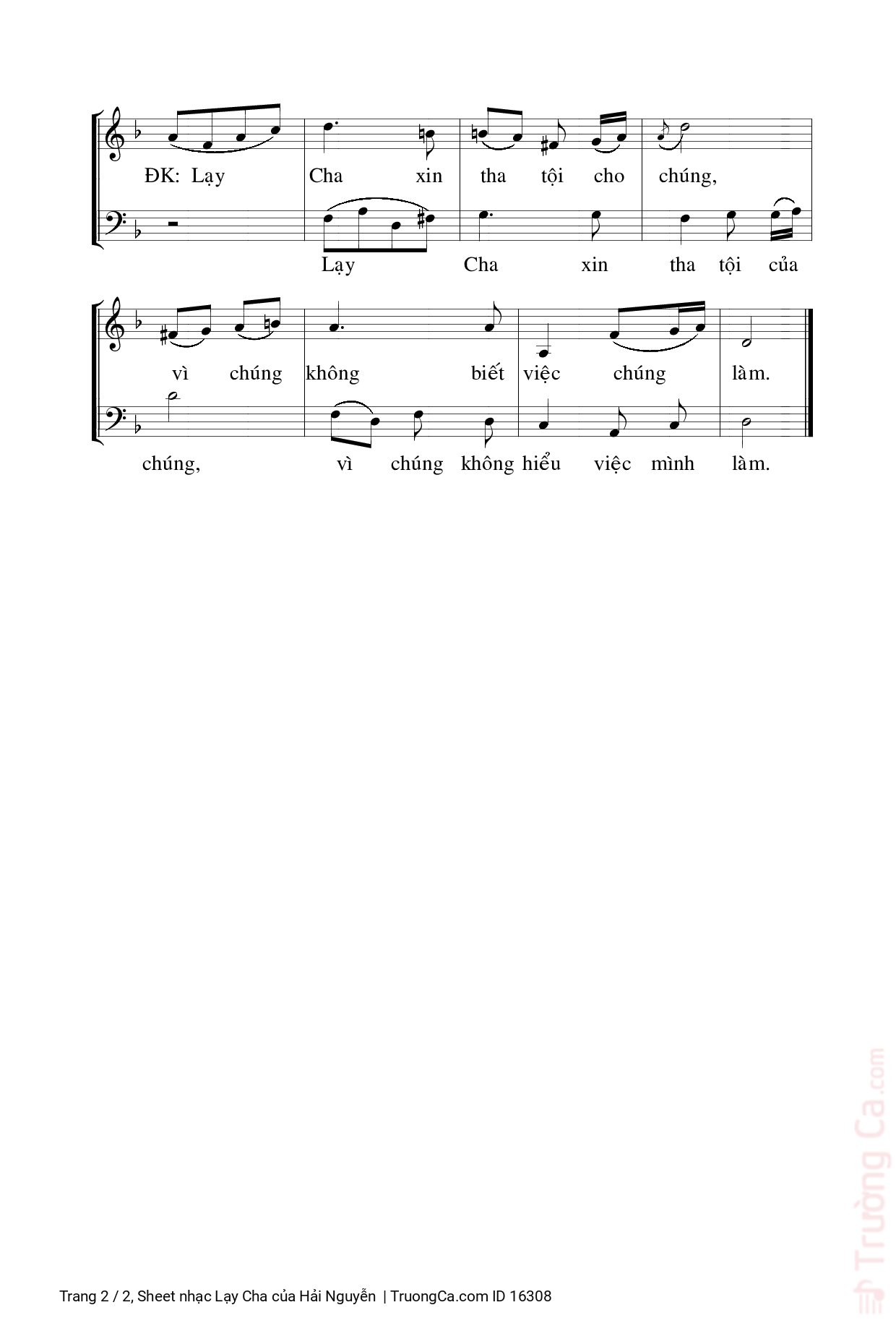 Page 2 of Sheet music PDF Lạy Cha - Hải Nguyễn