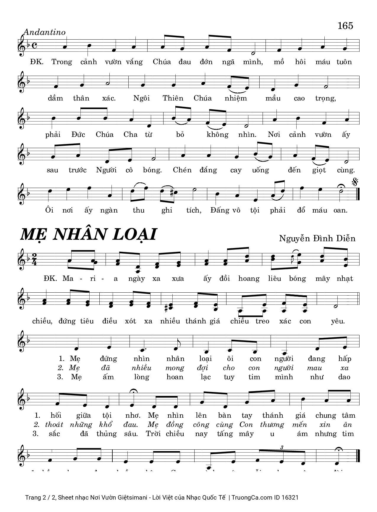 Page 2 of Sheet music PDF Nơi Vườn Giệtsimani - Lời Việt - Nhạc Quốc Tế