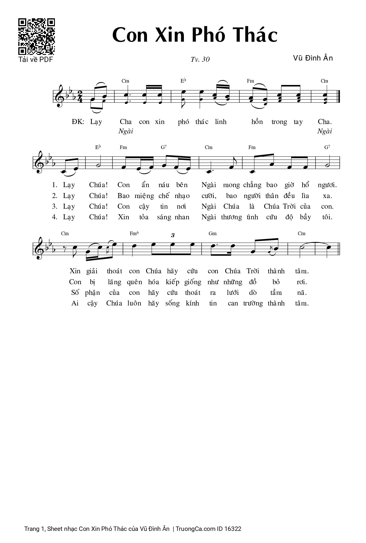 Sheet PDF of Con Xin Phó Thác