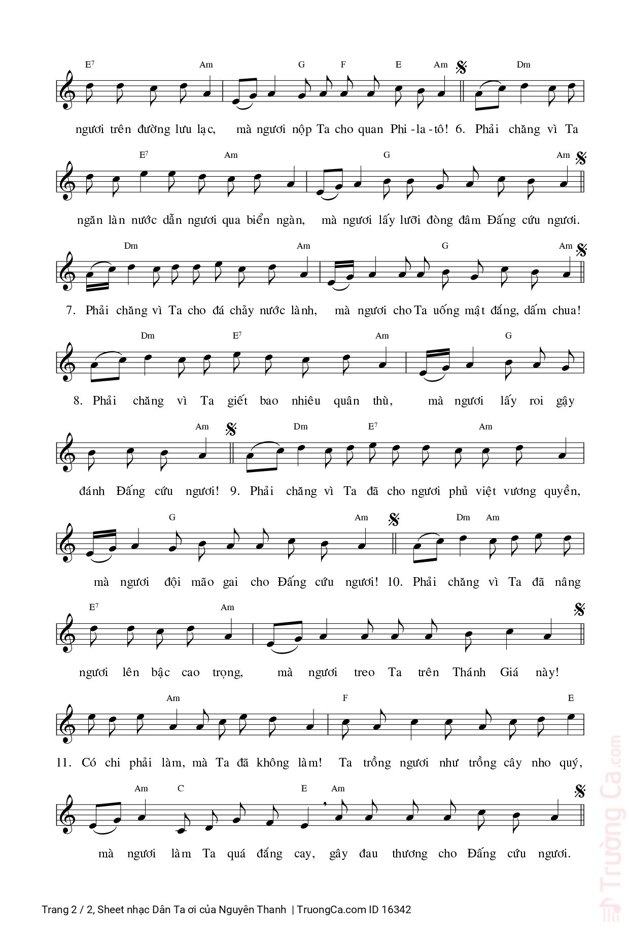 Page 2 of Sheet music PDF Dân Ta ơi - Nguyên Thanh