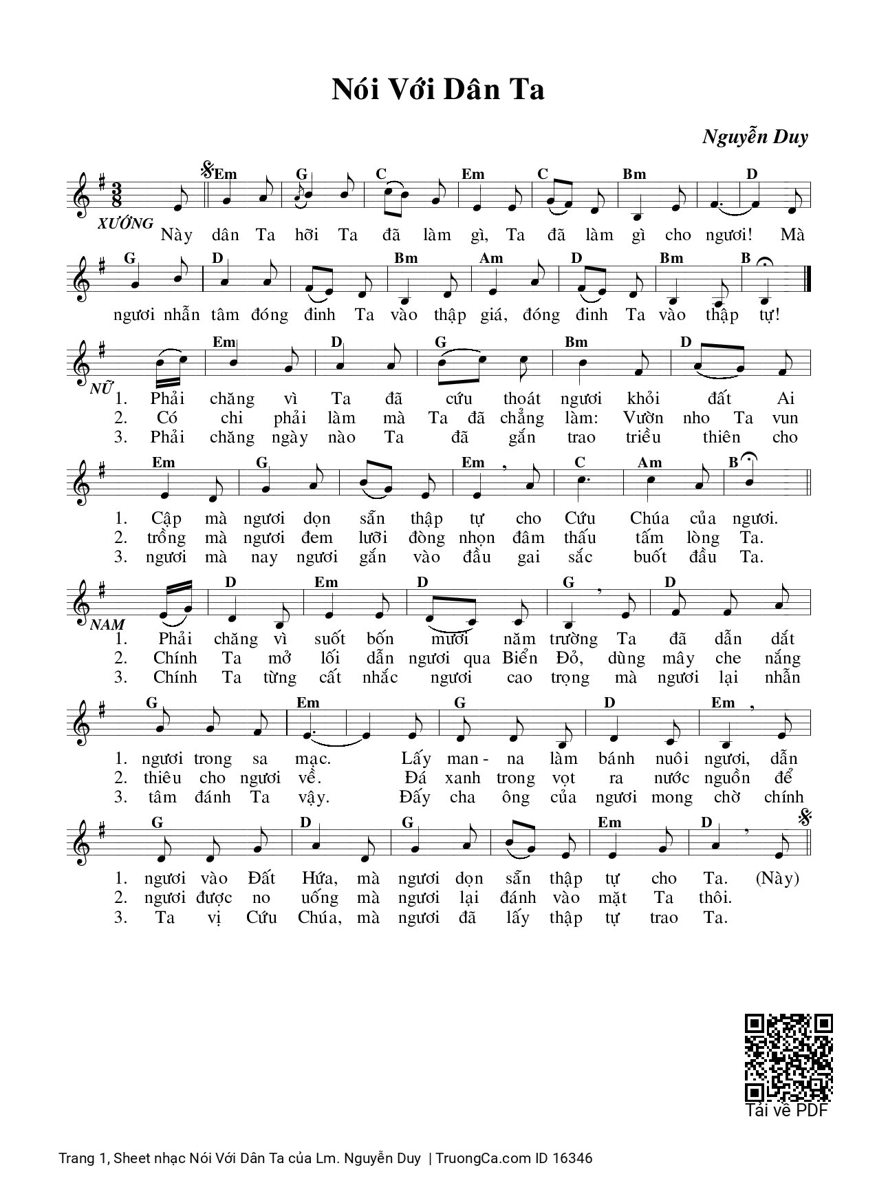 Sheet PDF of Nói Với Dân Ta