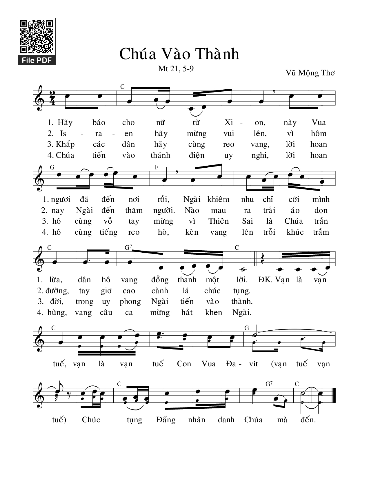 Chúa Vào Thành - Lm. Vũ Mộng Thơ