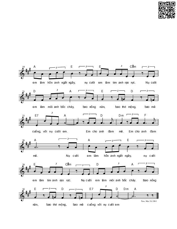 Page 2 of Sheet music PDF Đam mê - Nguyên Bích