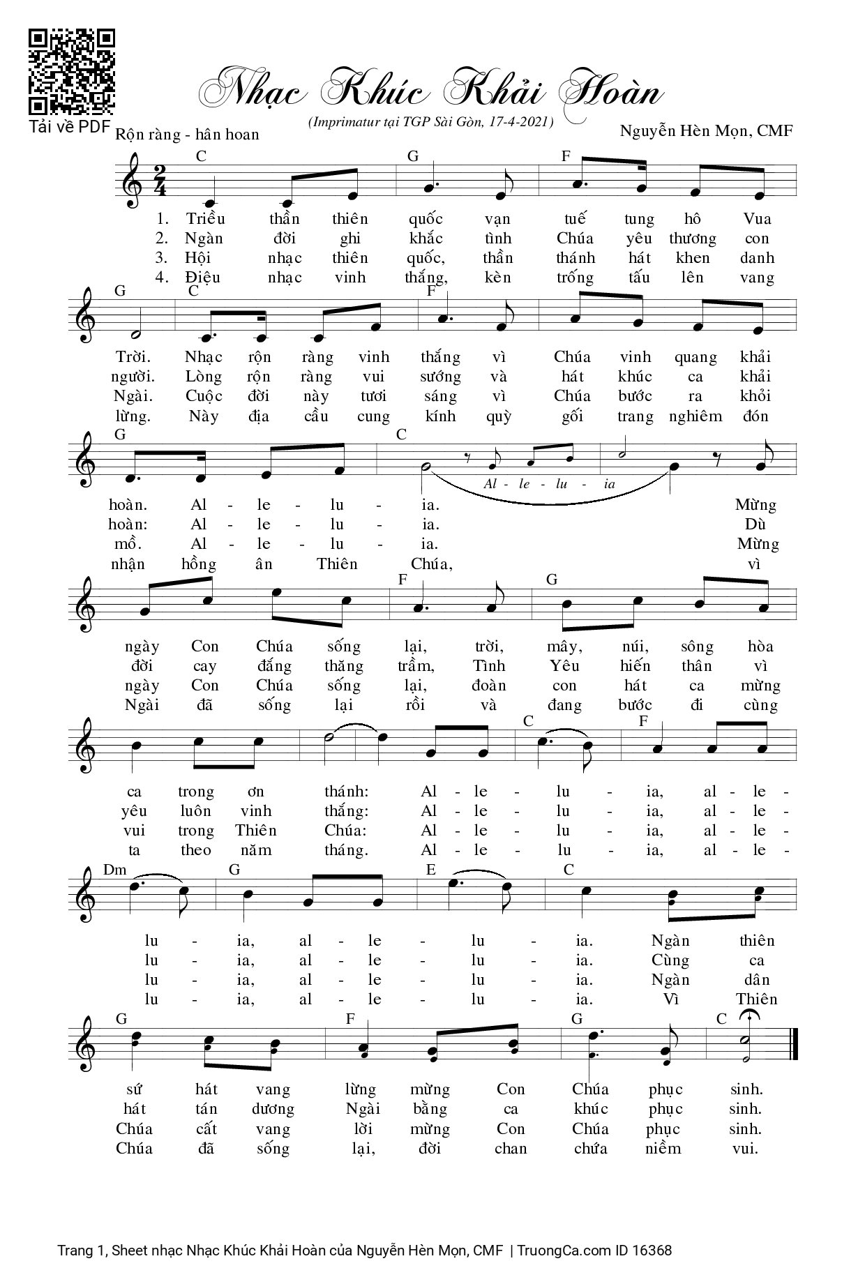 Sheet PDF of Nhạc Khúc Khải Hoàn