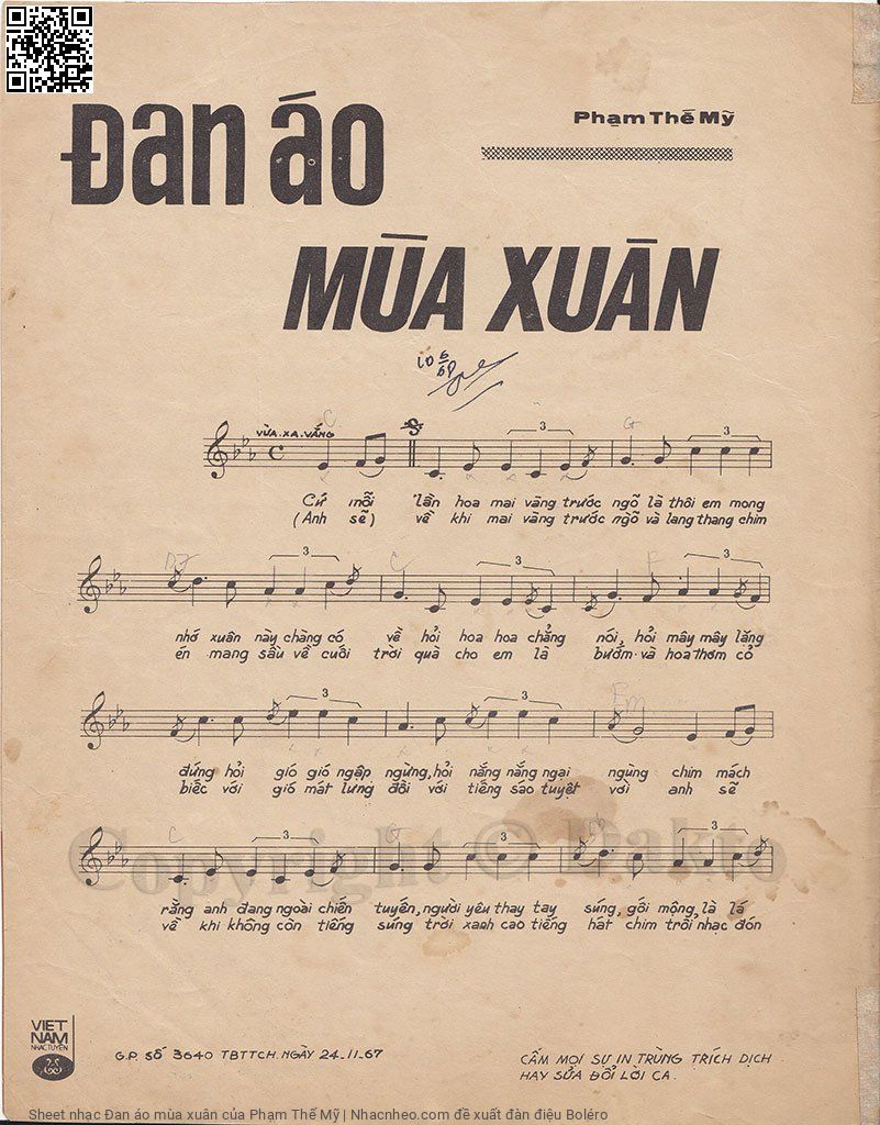 Page 2 of Sheet music PDF Đan áo mùa xuân - Phạm Thế Mỹ
