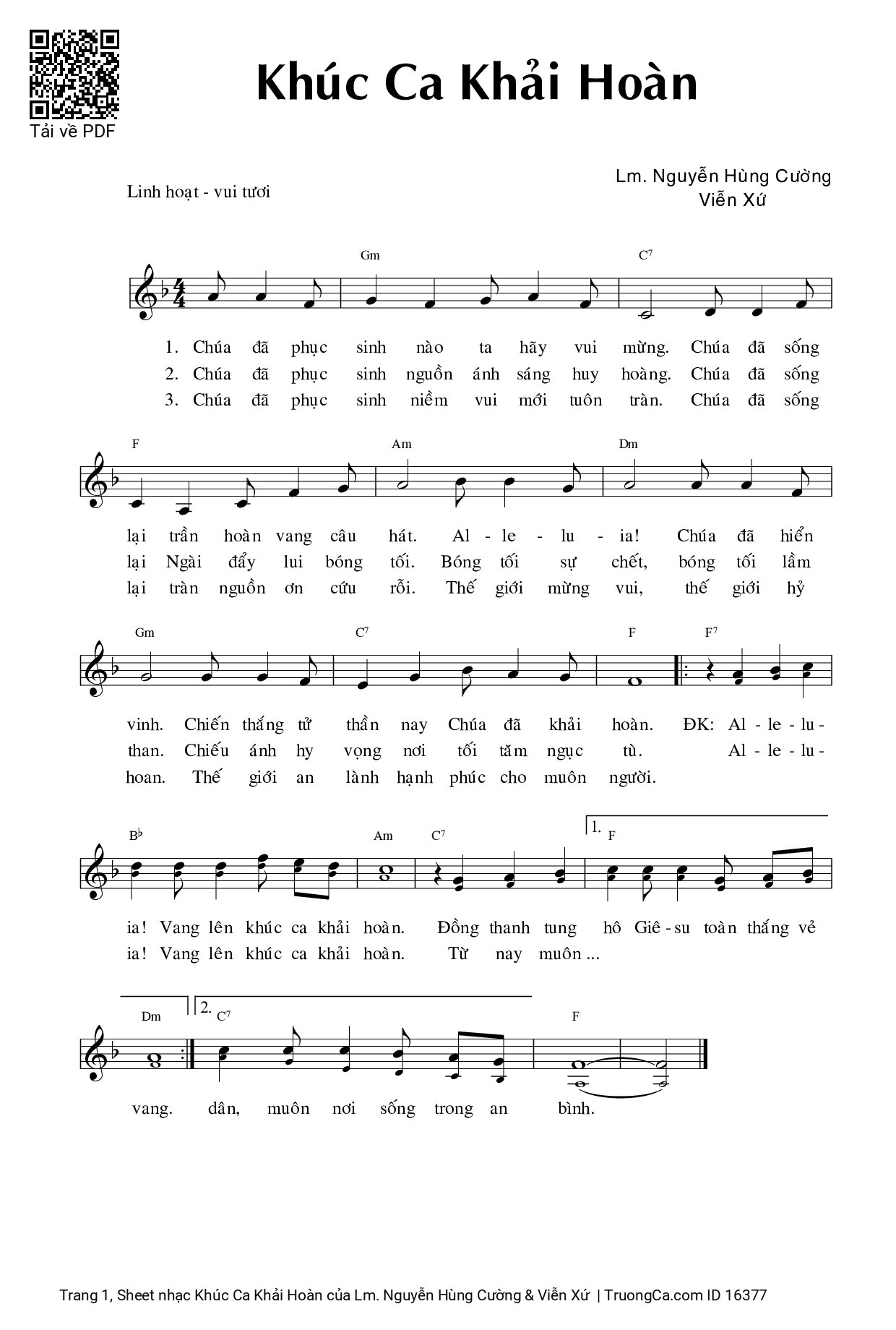Sheet PDF of Khúc Ca Khải Hoàn