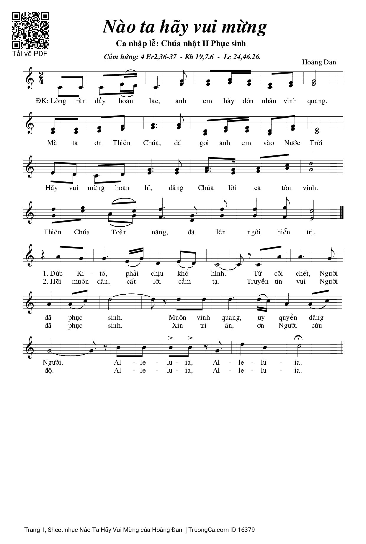 Sheet PDF of Nào Ta Hãy Vui Mừng